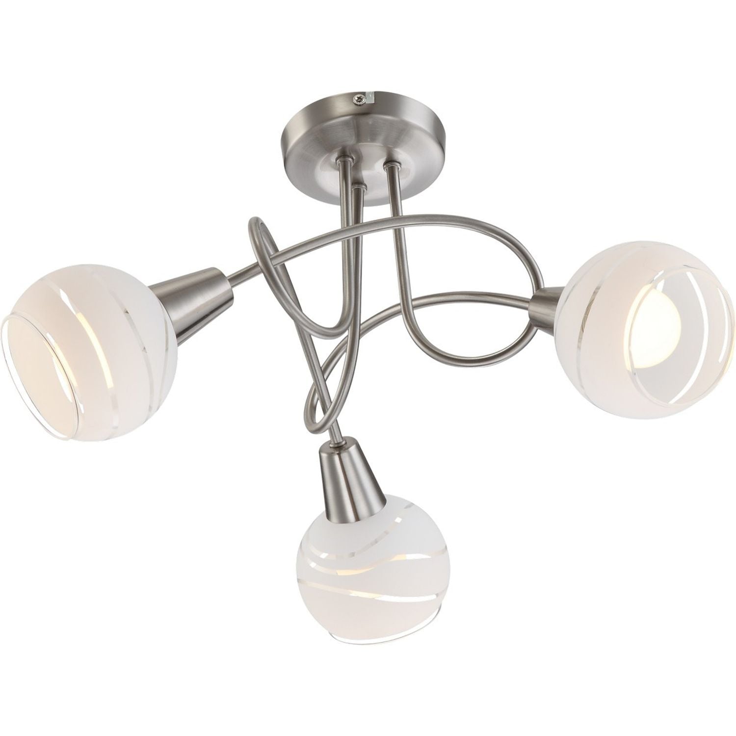 Globo Lighting Elliott Multi Arm Semi Flush Ceiling Lamp Nickel Matt Opal Glass