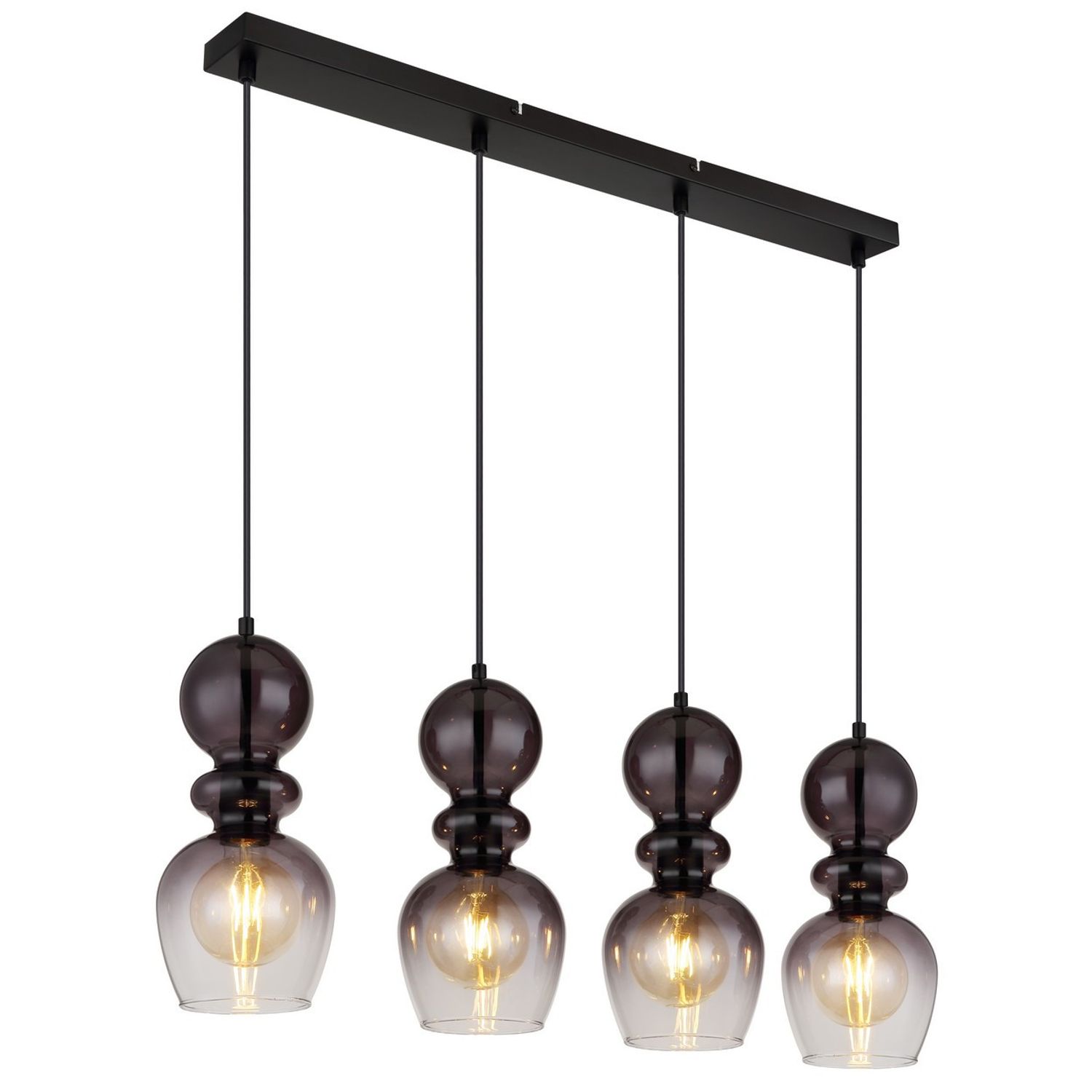 Globo Lighting Clarity Bar Pendant Ceiling -Light Matt -Black Smoke Glass Shade