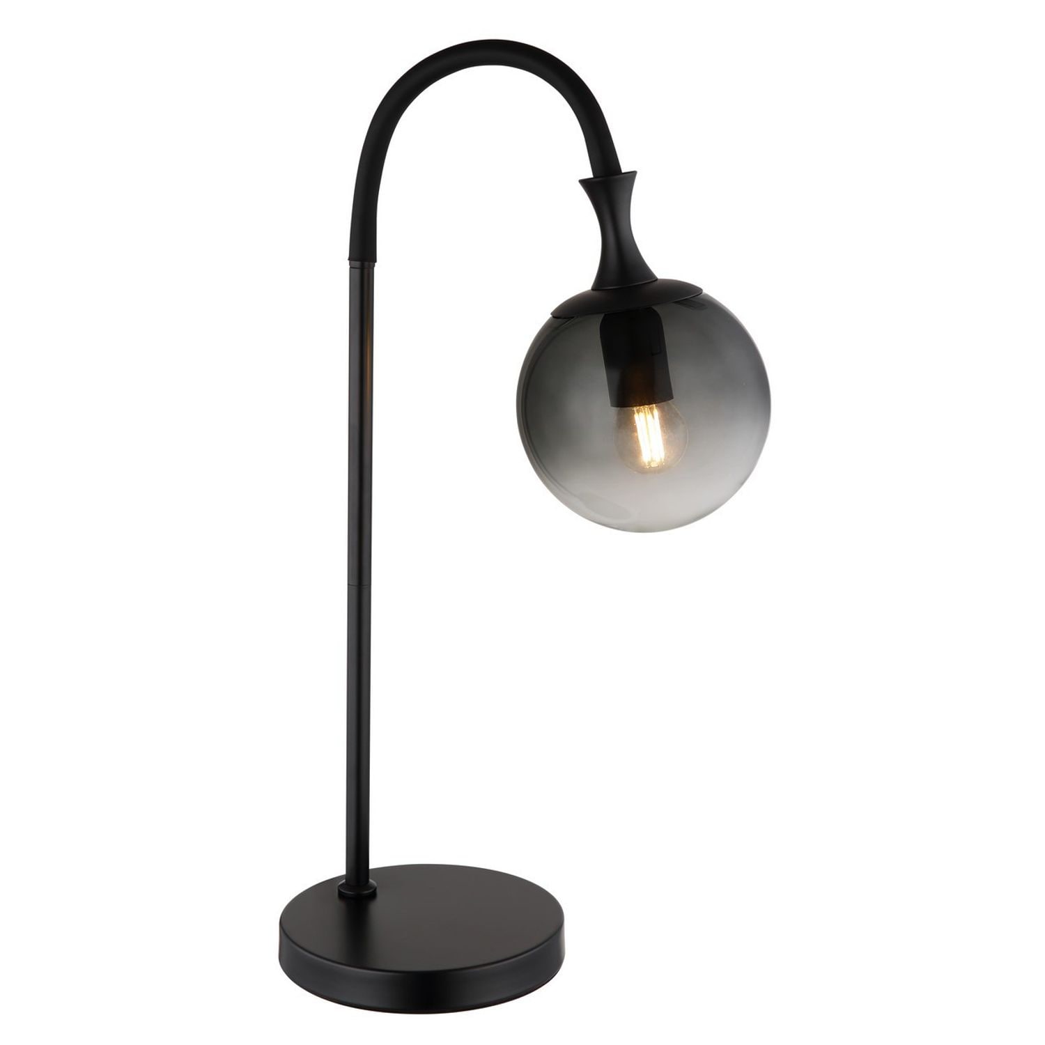 Globo Lighting Dalton Globe Table Lamp Matt -Black -Ball Smoke Glass Shade 1x E2