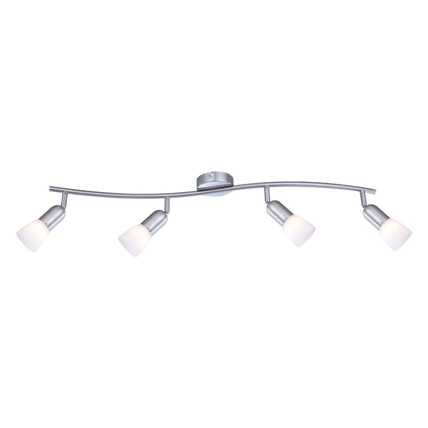 Globo Lighting Cathy Ceiling Spot Light Bar Nickel Matt -White Glass Shade 4x E1