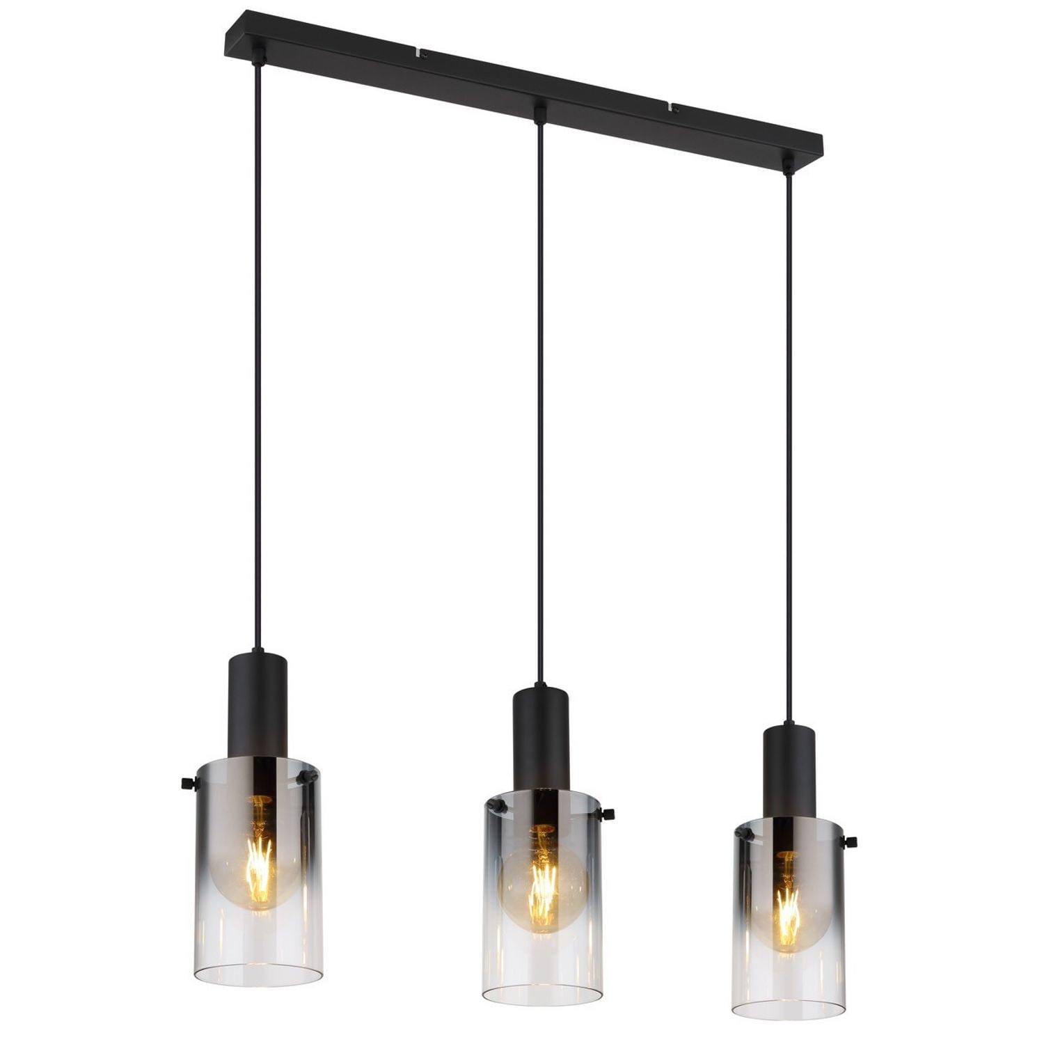 Globo Lighting Florentina Bar Pendant Ceiling -Light Matt -Black Smoke Glass Sha