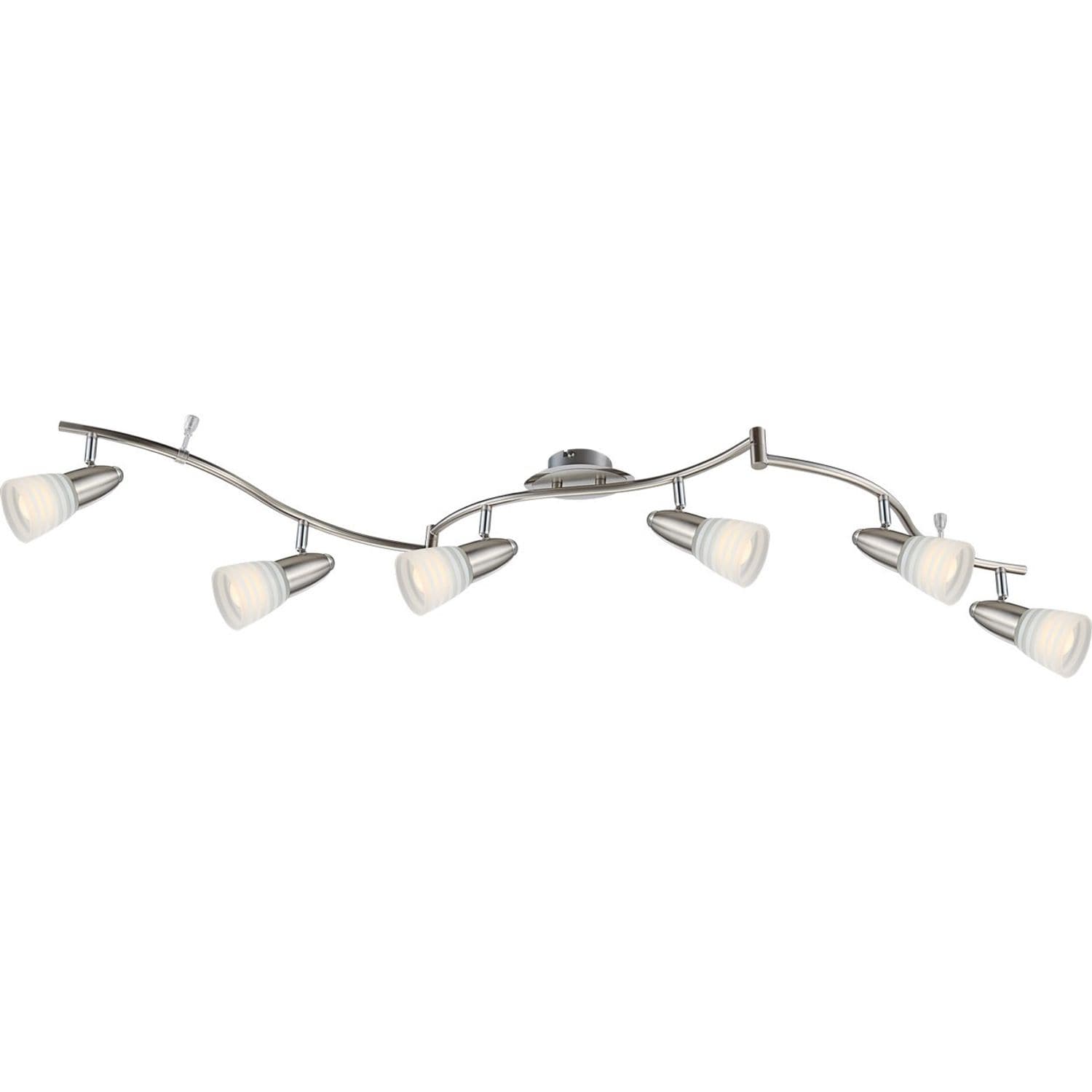Globo Lighting Caleb Ceiling Spot Light Bar Chrome Opal Glass Shade 6x E14 3000K
