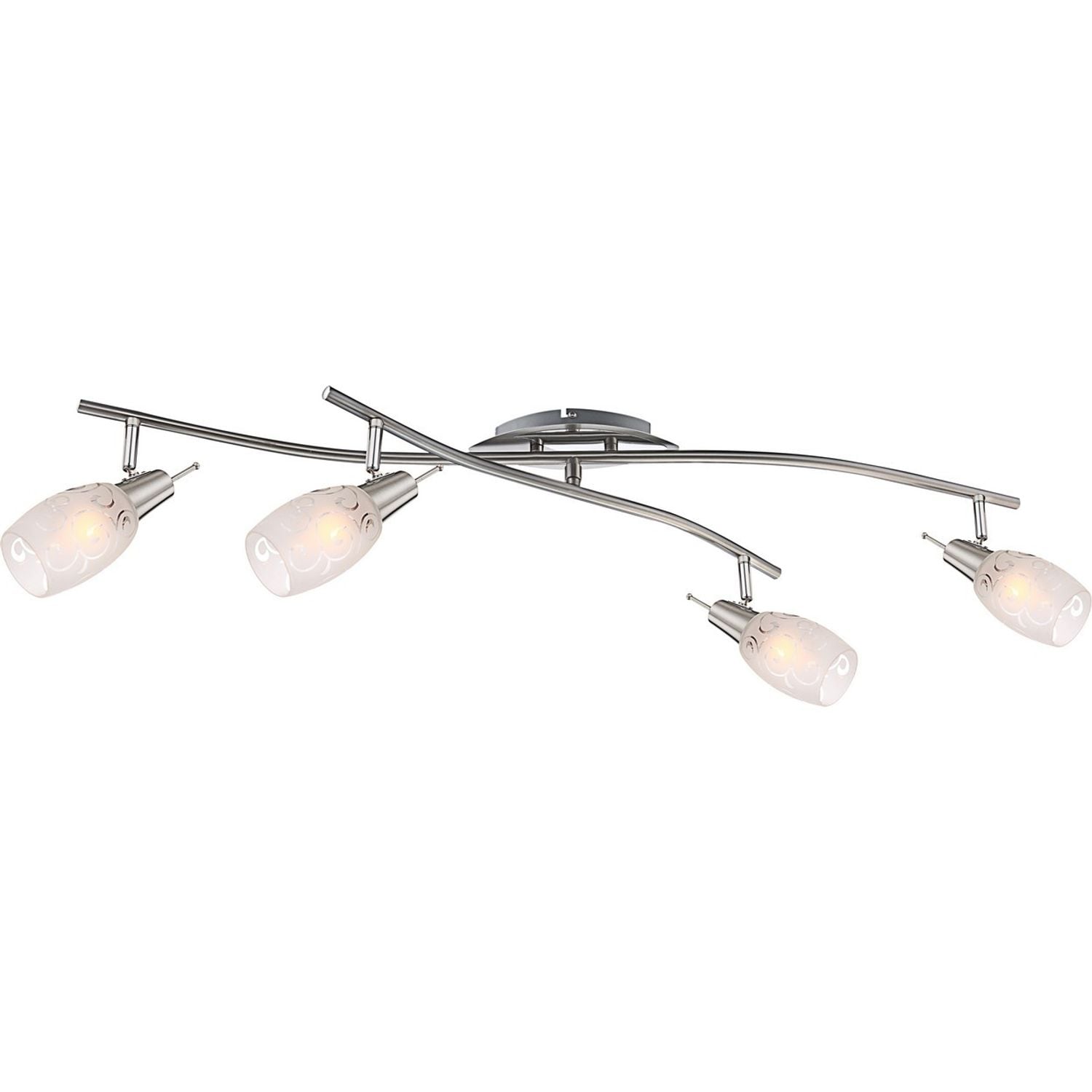 Globo Lighting Florita Ceiling Spot Light Bar Chrome Opal Glass Shade 4x E14 - G