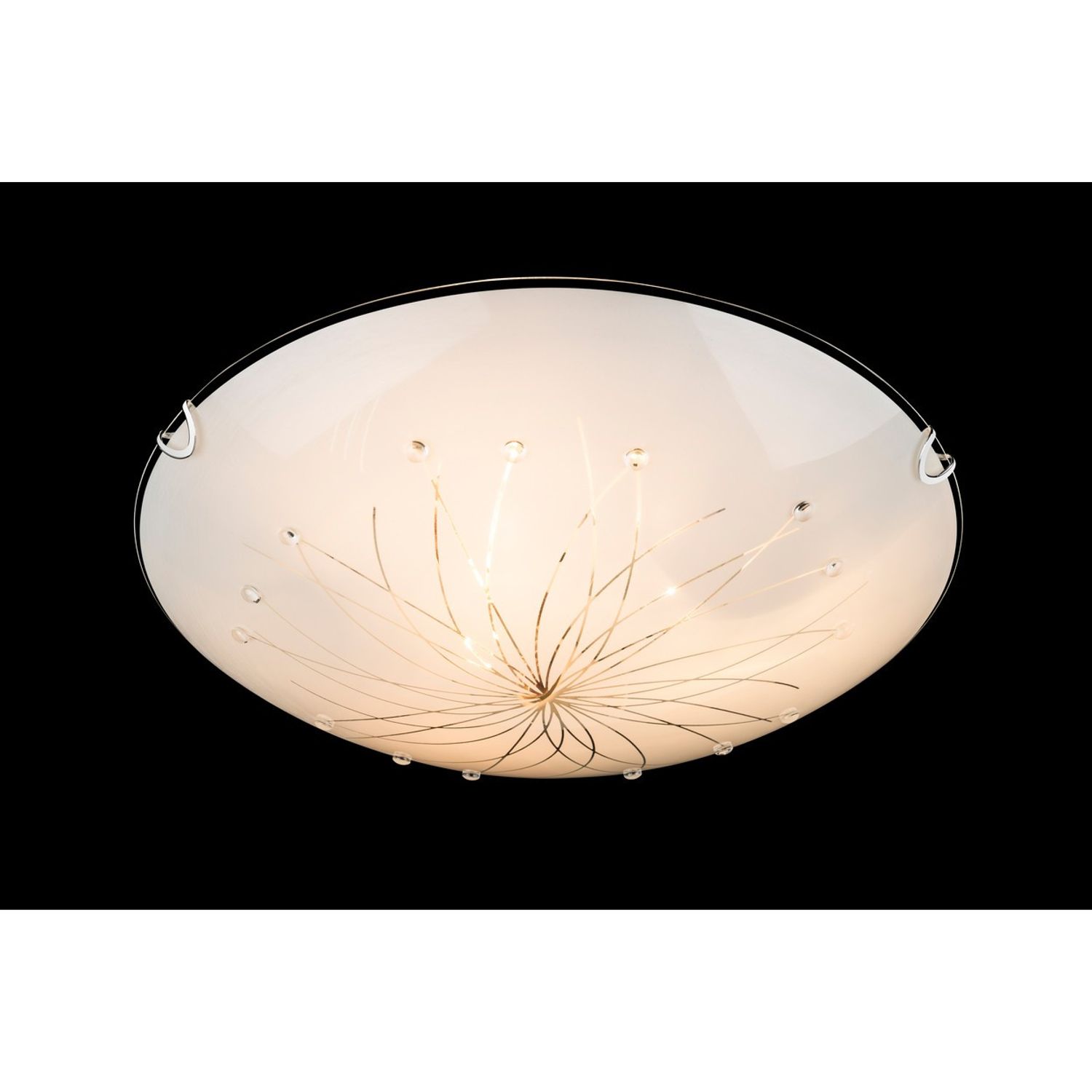 Globo Lighting Calimero I Patterned Glass Flush Ceiling -Light -White Satined Gl
