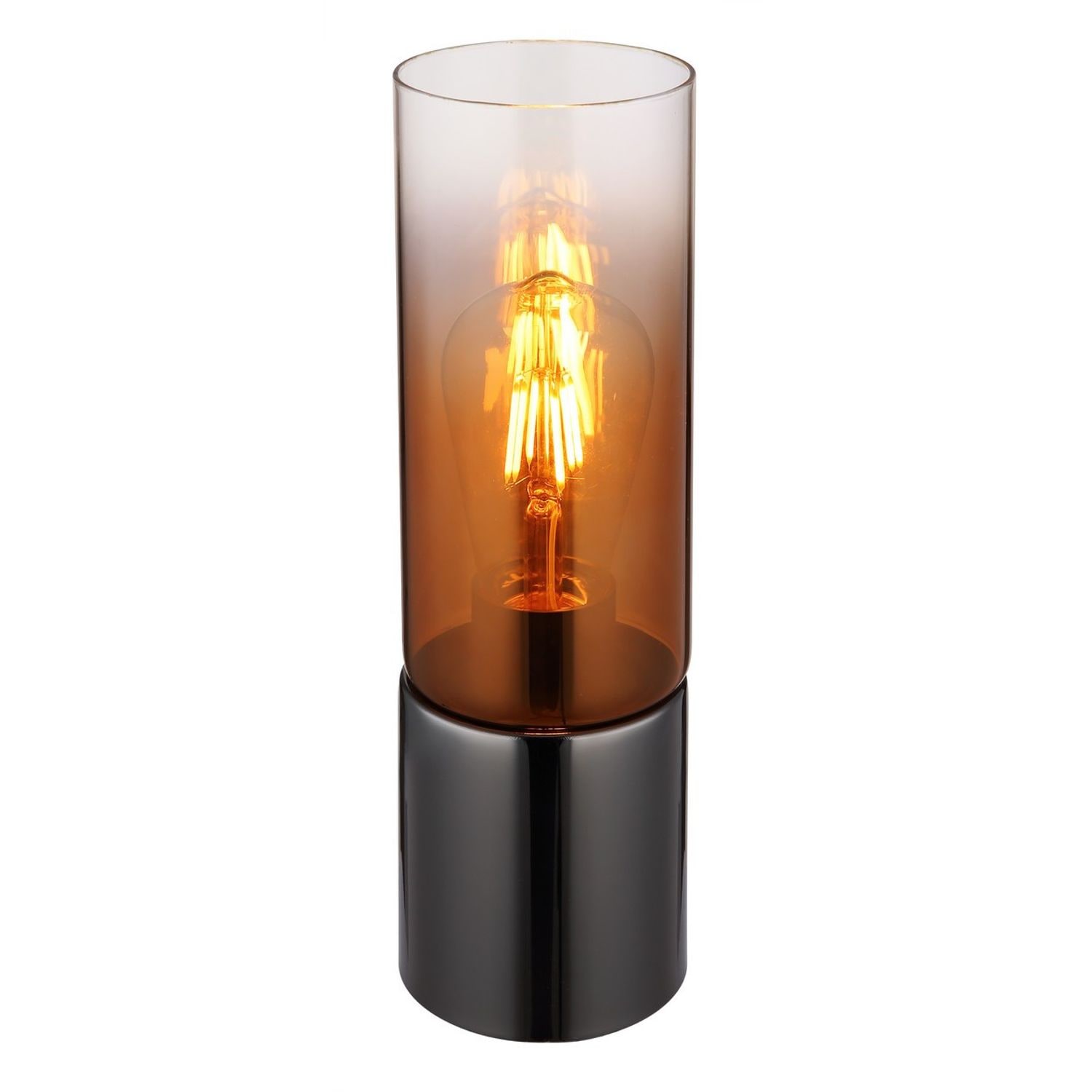 Globo Lighting Annika Cylindrical Table Lamp Gunmetal Copper Glass Shade 1x E27