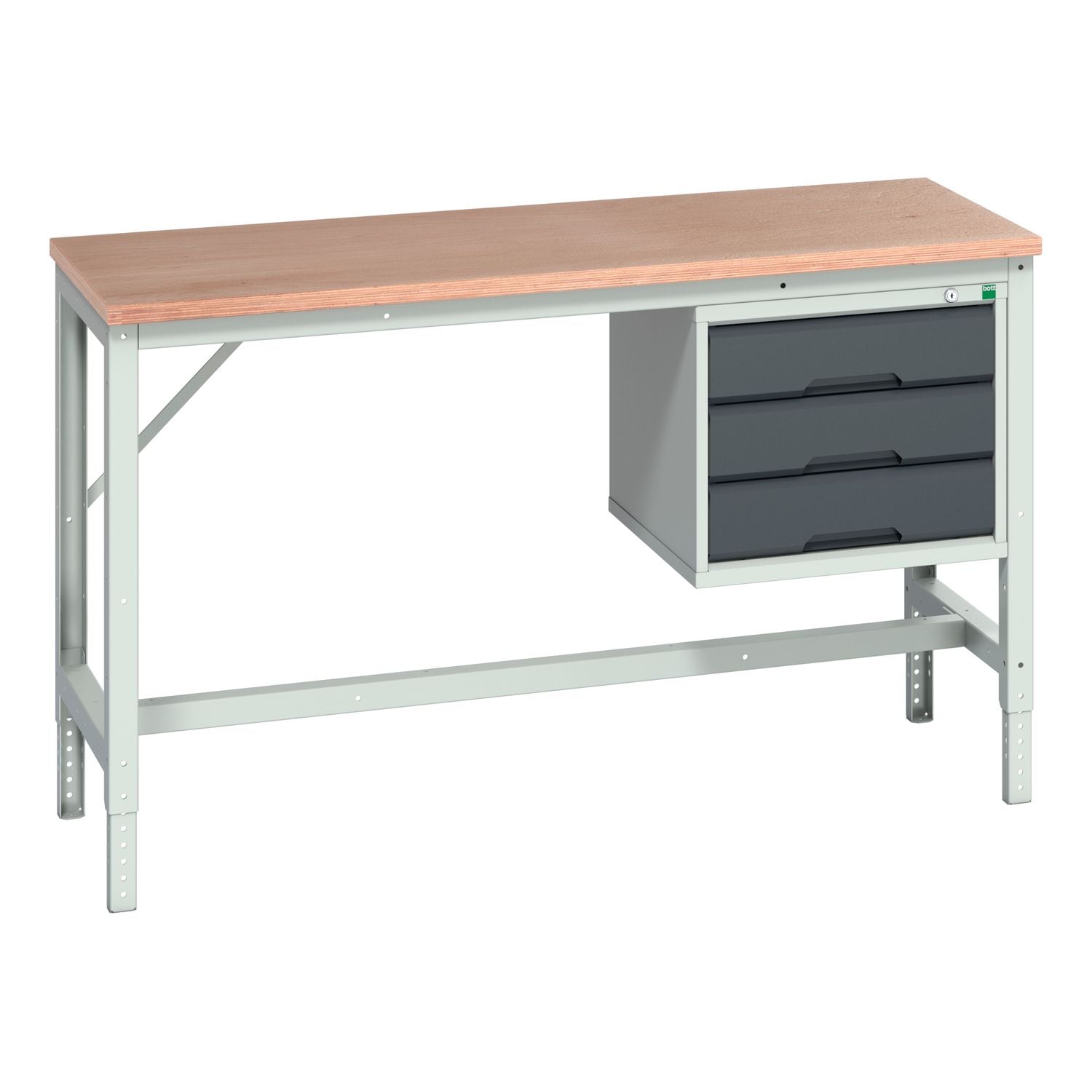 Bott Verso Framework Bench (MPX) with 3 Drawer Cabinet WxDxH 1500x600x780-930mm