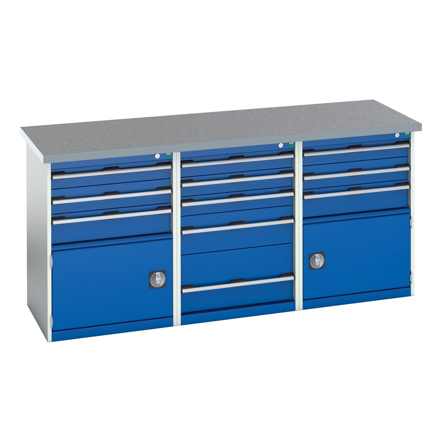 Bott Cubio Pedestal Island Bench (Lino) 5 Drawer/3 Drawer-Door (x2) Cabinets WxD