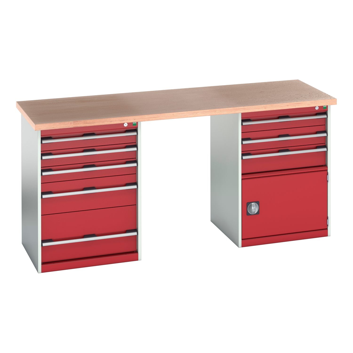 Bott Cubio Pedestal Island Bench (MPX) 5 Drawer/4 Drawer-Door Cabinets WxDxH 200