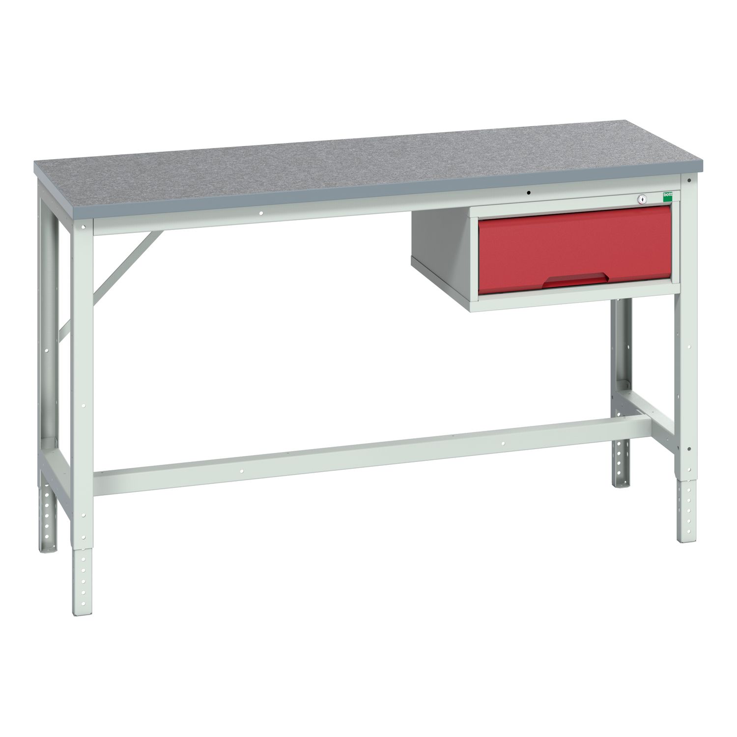 Bott Verso Framework Bench (Lino) with 1 Drawer Cabinet WxDxH 1500x600x780-930mm