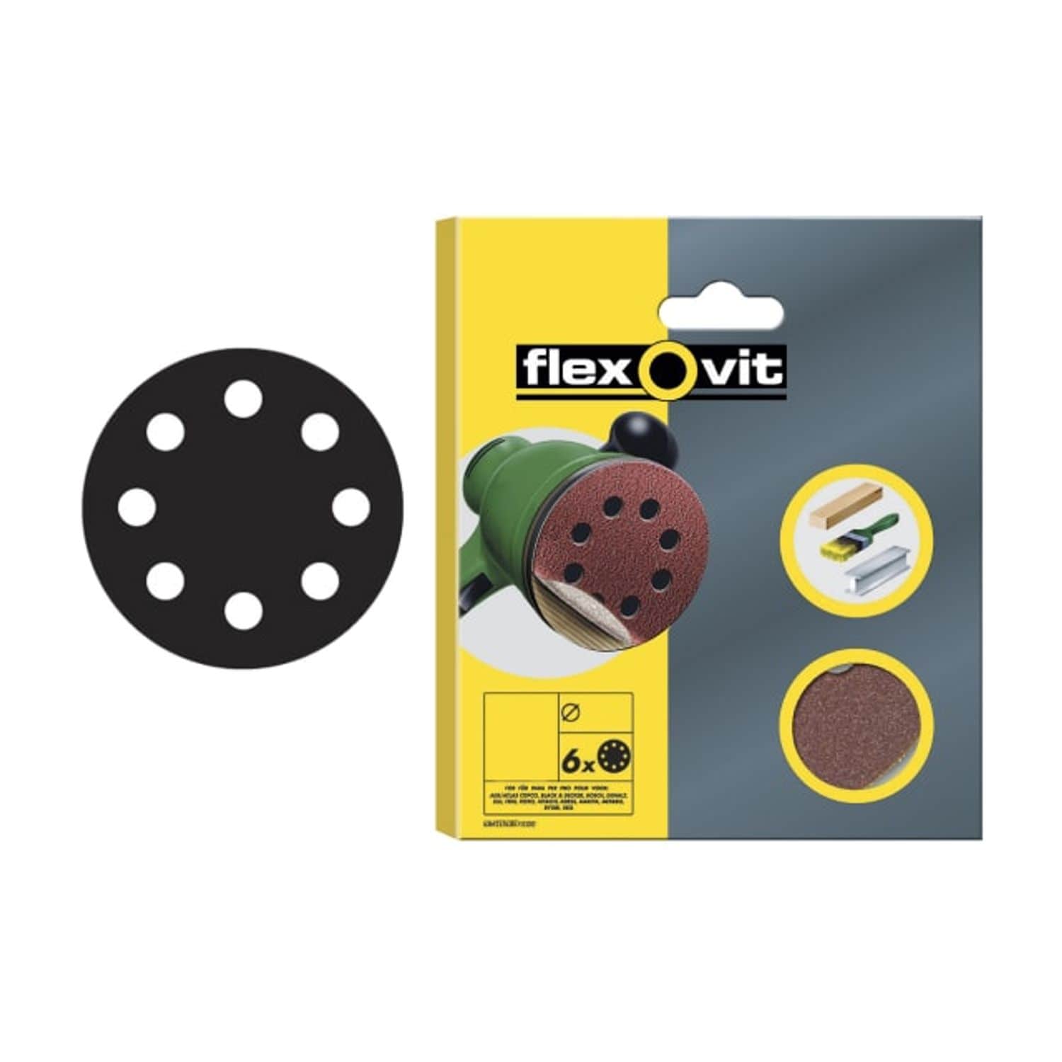 Flexovit Hook & Loop Sanding Disc 150mm Assorted (Pack of 6)