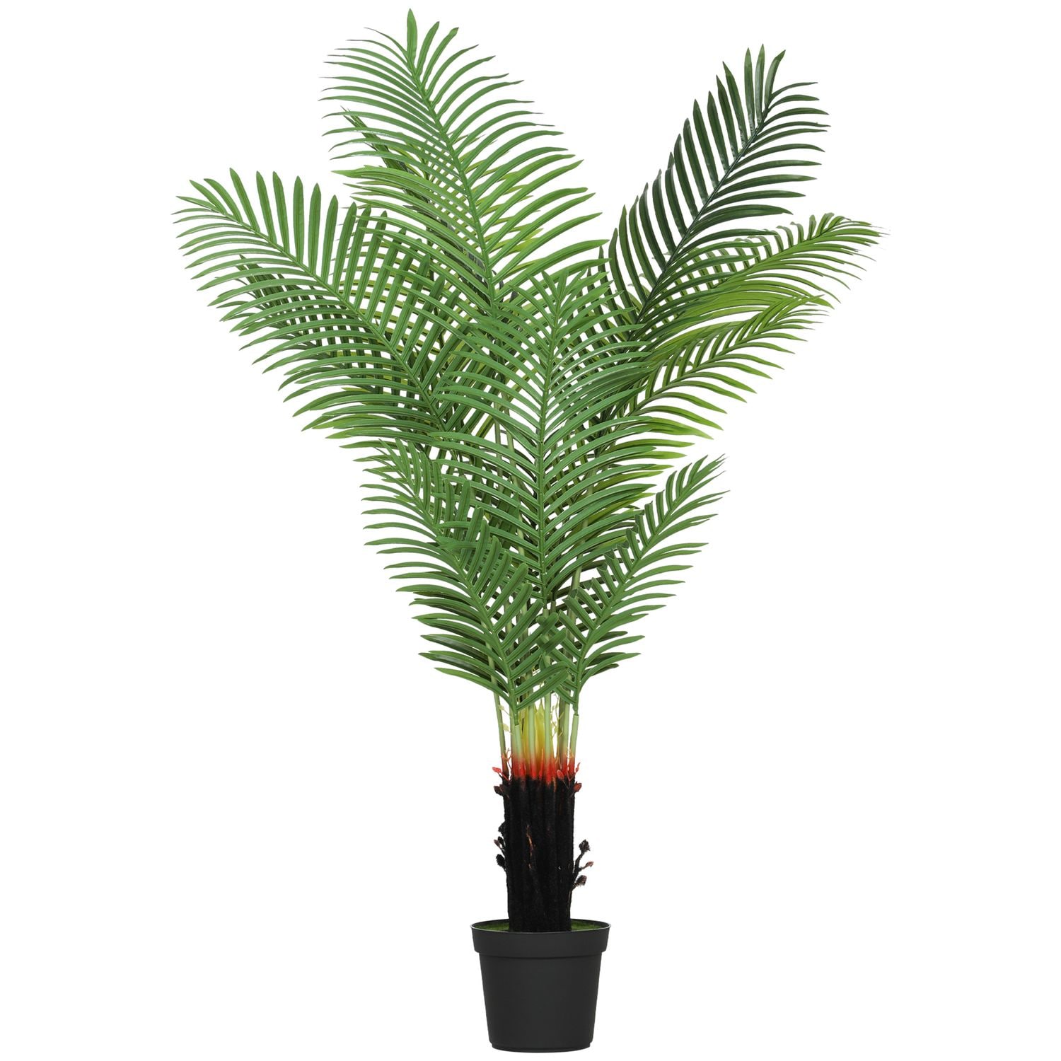HOMCOM 150cm Artificial Areca Palm Tree with PE Leaves and Flocked Soil 20cm x 1