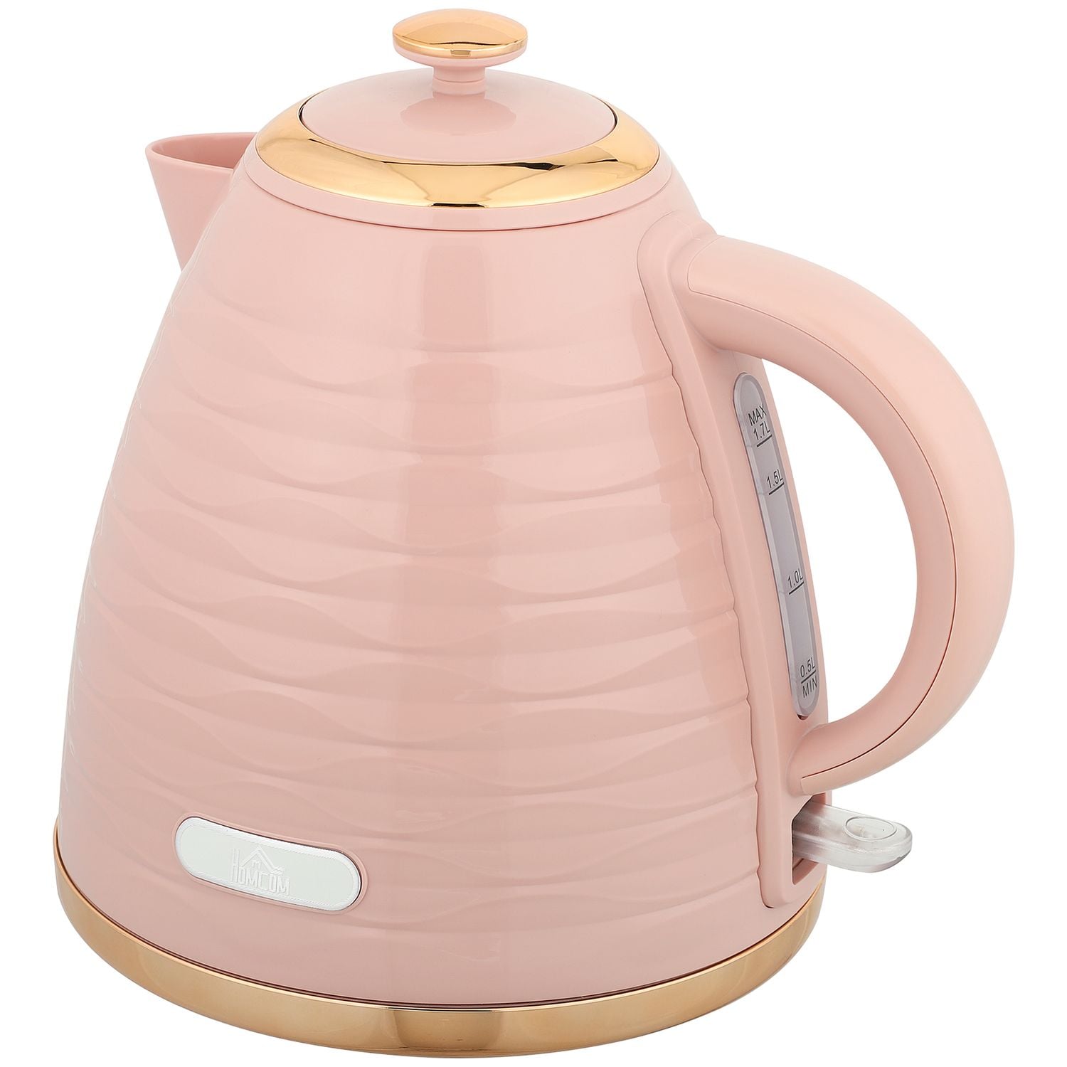 HOMCOM Electric Kettle `Fast Boil 1.7L 3kW Swivel Pink Ripple 24.1L x 19.5W x 23