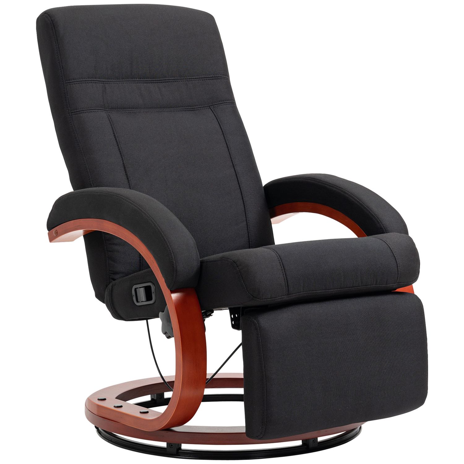 HOMCOM Manual Recliner Swivel Reclining Chair with Footrest Armrests -Black 68W