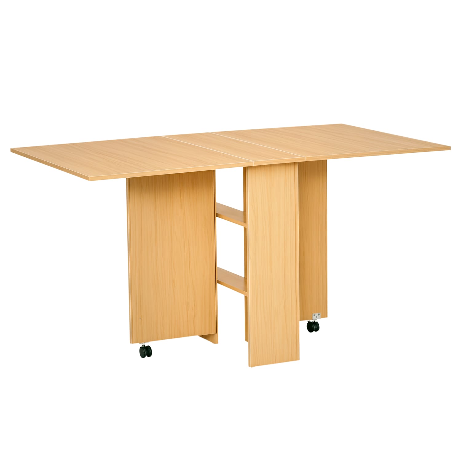 HOMCOM Foldable Dining Table with -Storage Shelves for Kitchen Dining Room 140W