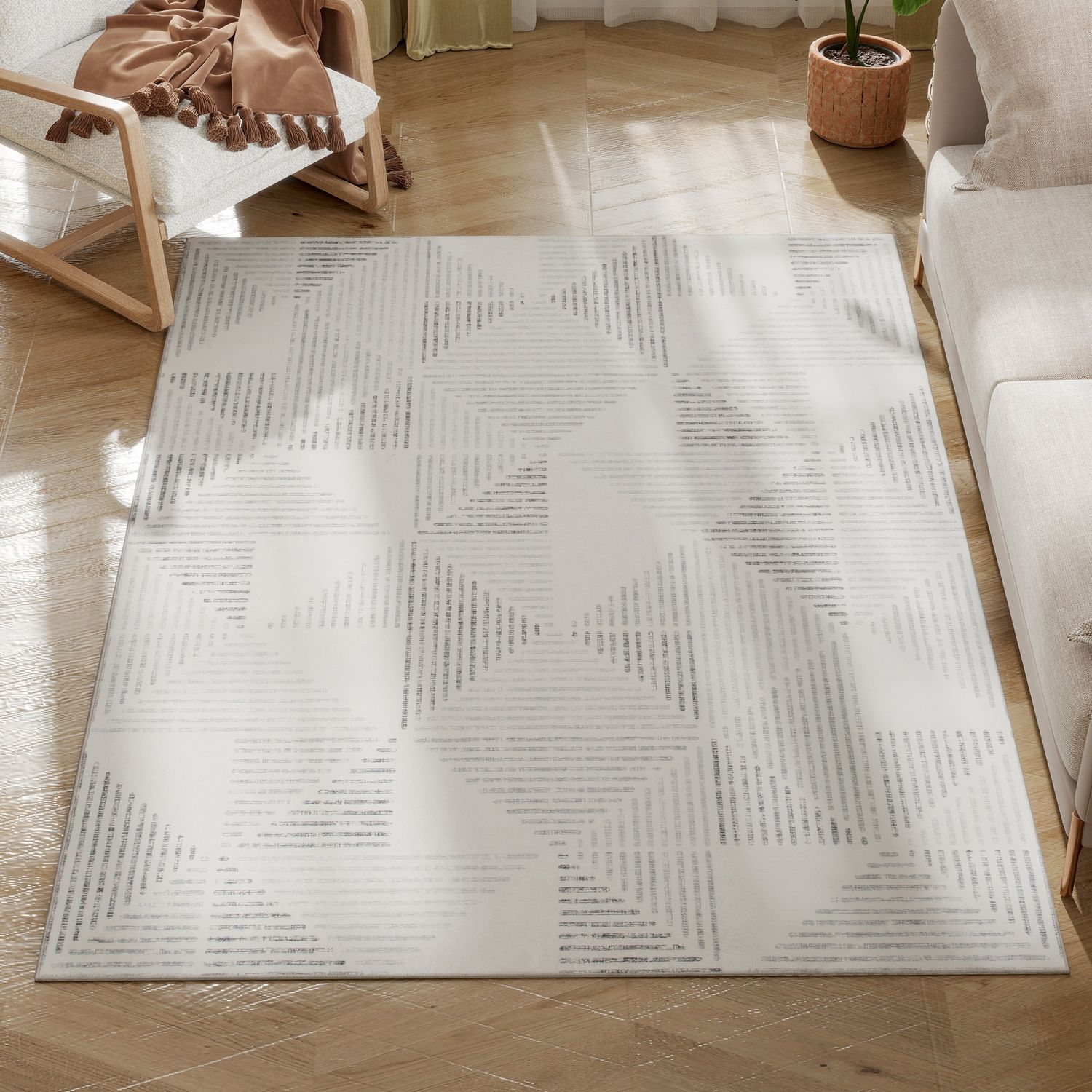 HOMCOM Non-Slip -Large Rug for Living Room 170 x 120 cm -Grey 170L x 120W x 0.7T