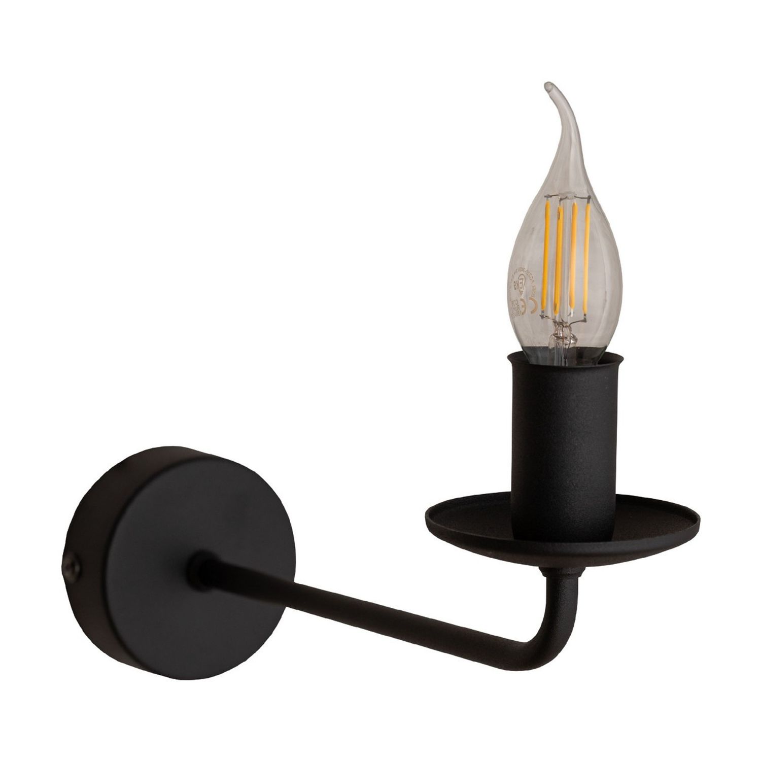 TK Lighting Limal Candle Wall Lamp - Black 1xE14