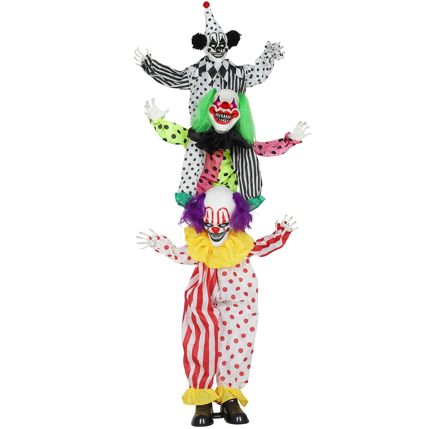 Outsunny Sound Activated Stackable Halloween Animatronics Clowns