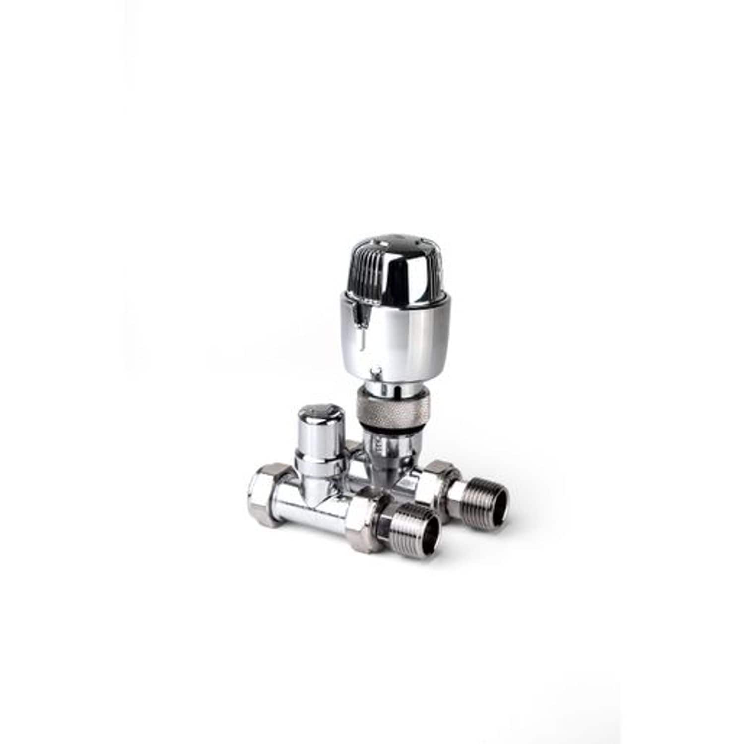 Plumbright 15mm Straight Chrome Head TRV and Lockshield Valve - TP15PACKSCP