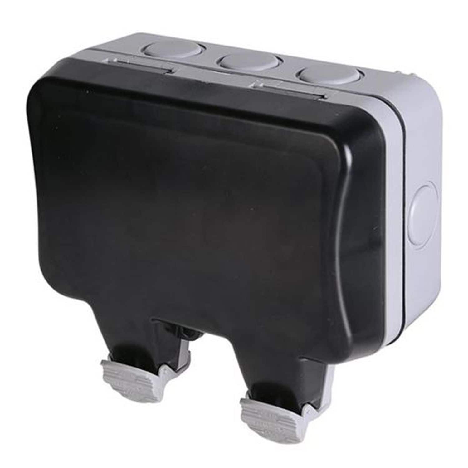 British General Nexus Storm 2 Gang IP66 Double Pole Switched Socket -Grey - WP22
