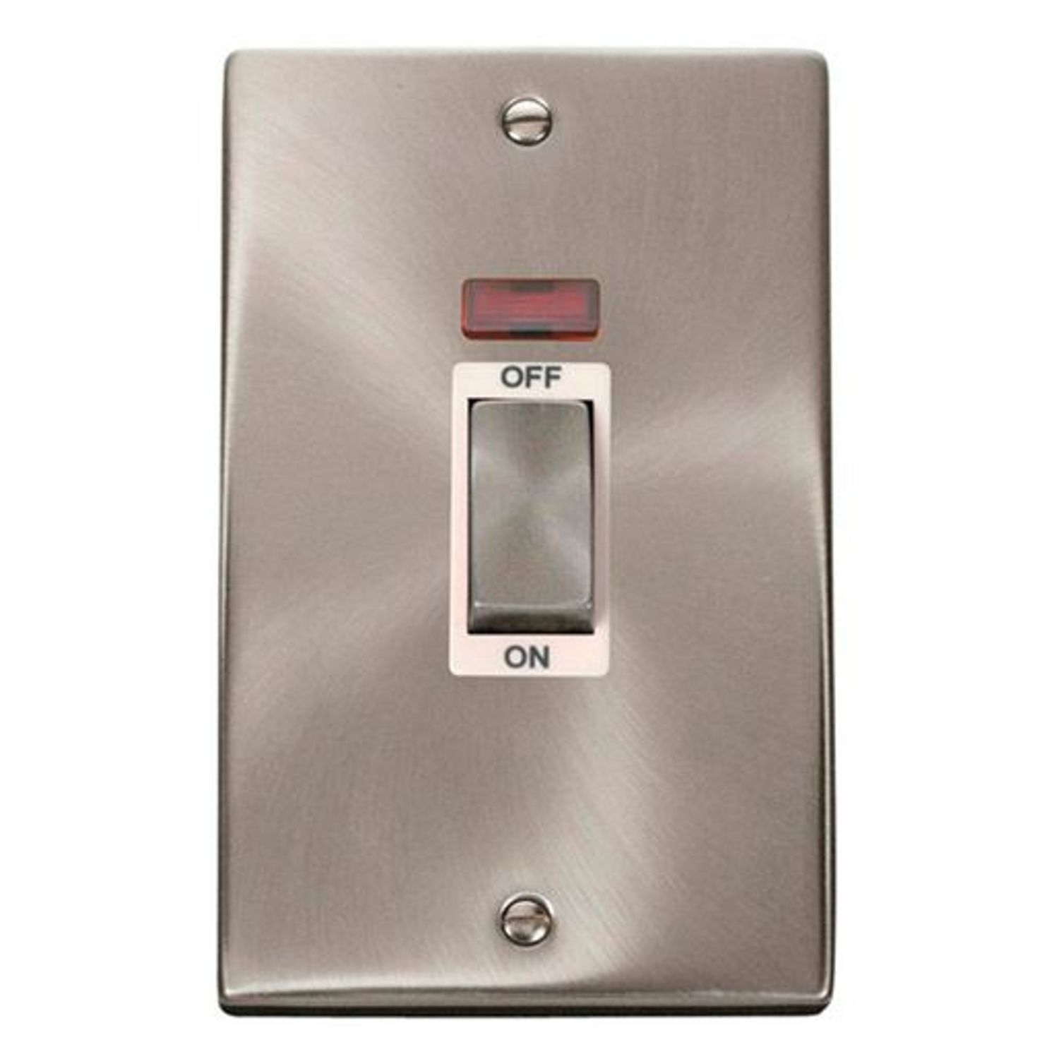 Click Deco 45 -A Ingot 2 Gang Double Pole Switch with Neon - White Satin Chrome