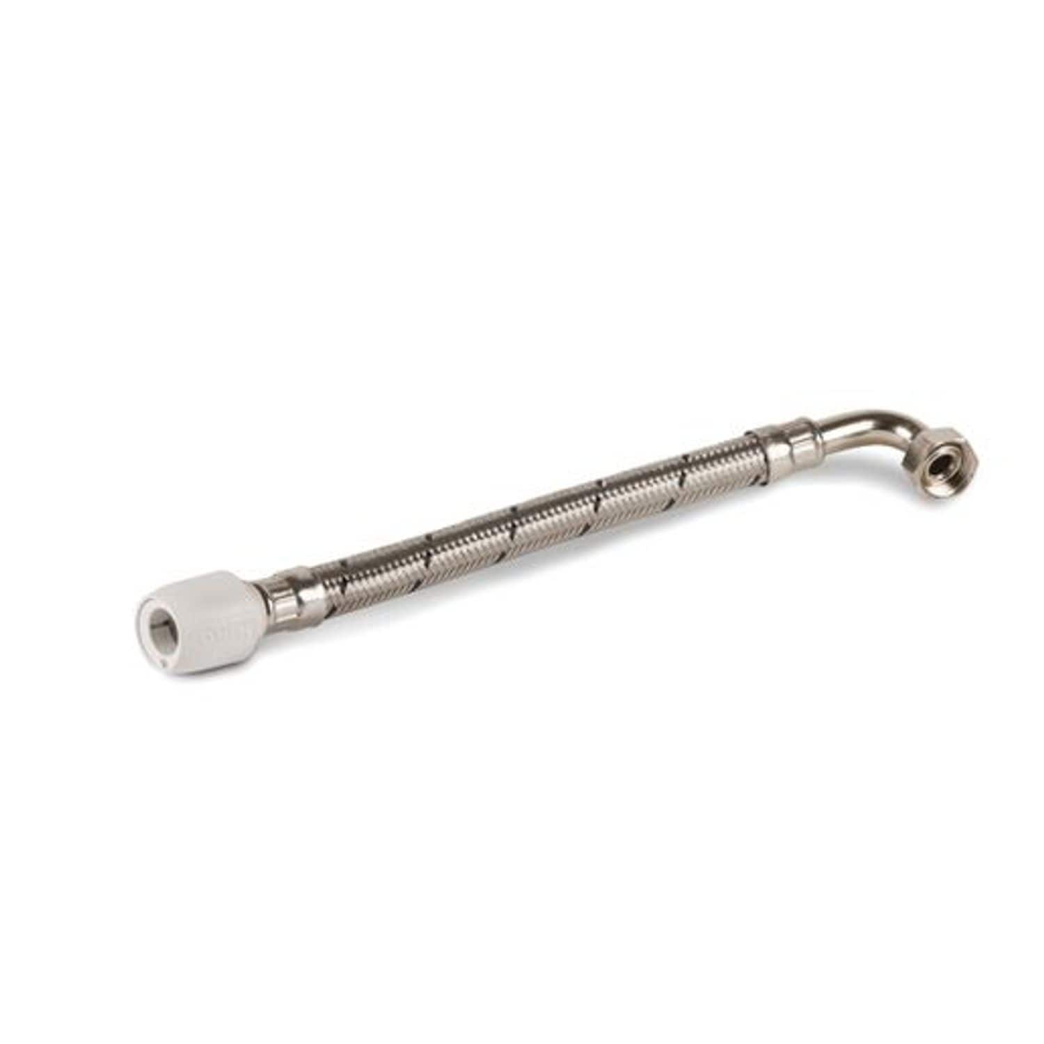 Hep2o Flexible Tap Connector 15mm x 1/2in x 300mm X Elbow BSP Nut Braided 2 Pack