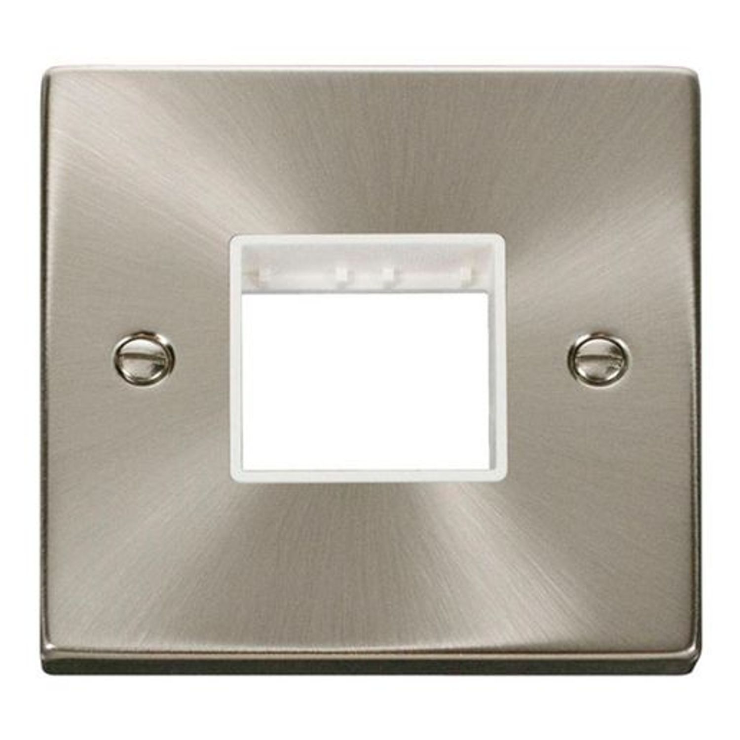 Click Deco 1 Gang Minigrid Unfurnished Plate 2 Apertures - White Satin Chrome -