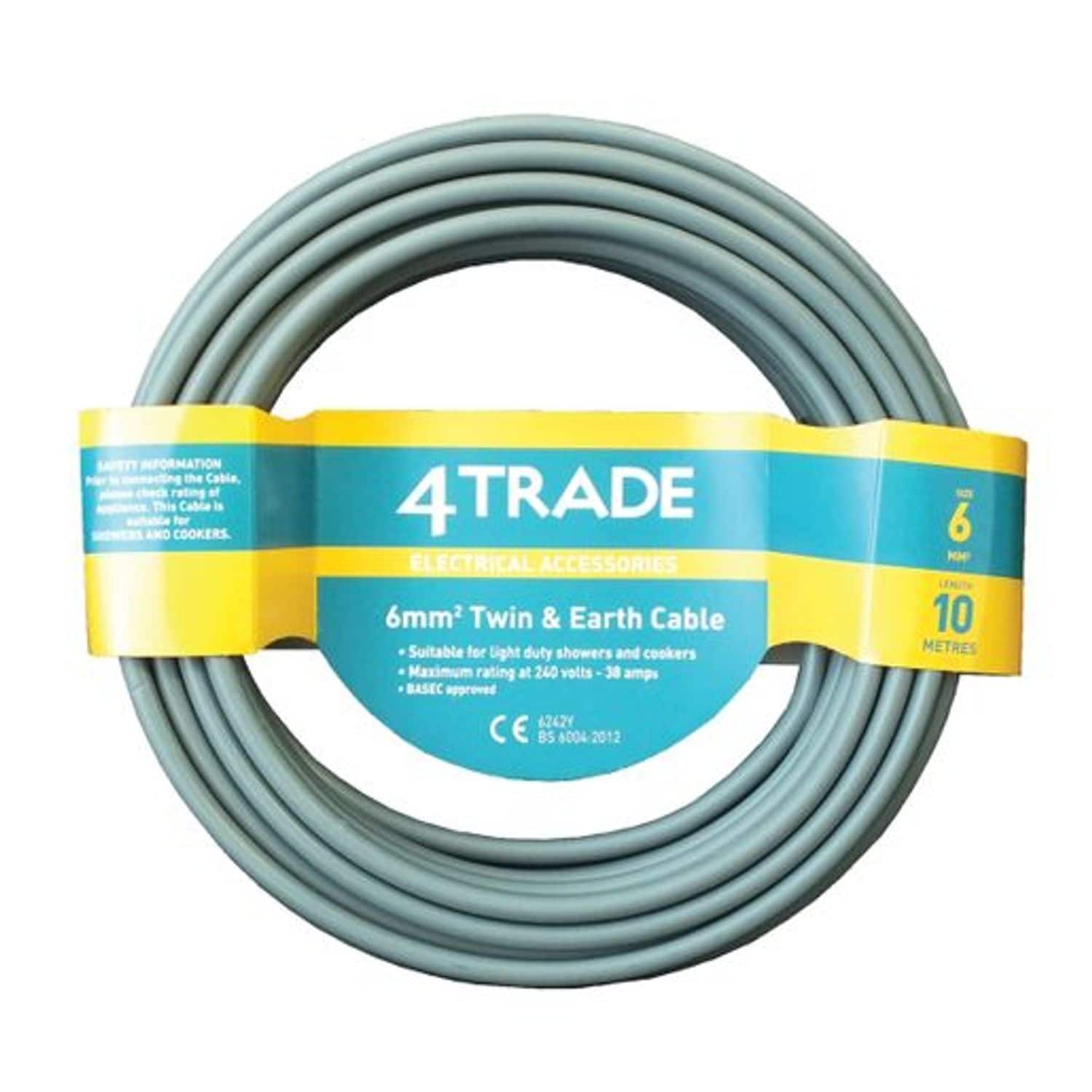 4Trade 6242Y -Twin and Earth Cable -Grey 6mm - FT201739