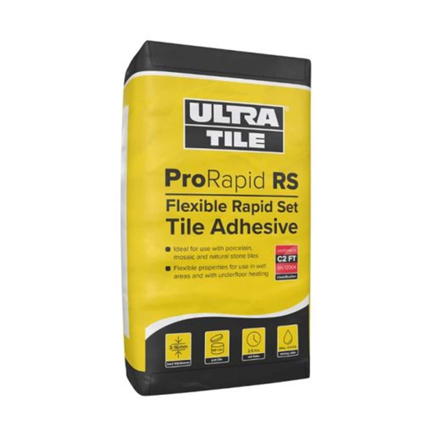 Prowarm UltraTile Tile Adhesive - Flexible Rapid Setting - Grey - PRORAPIDRS