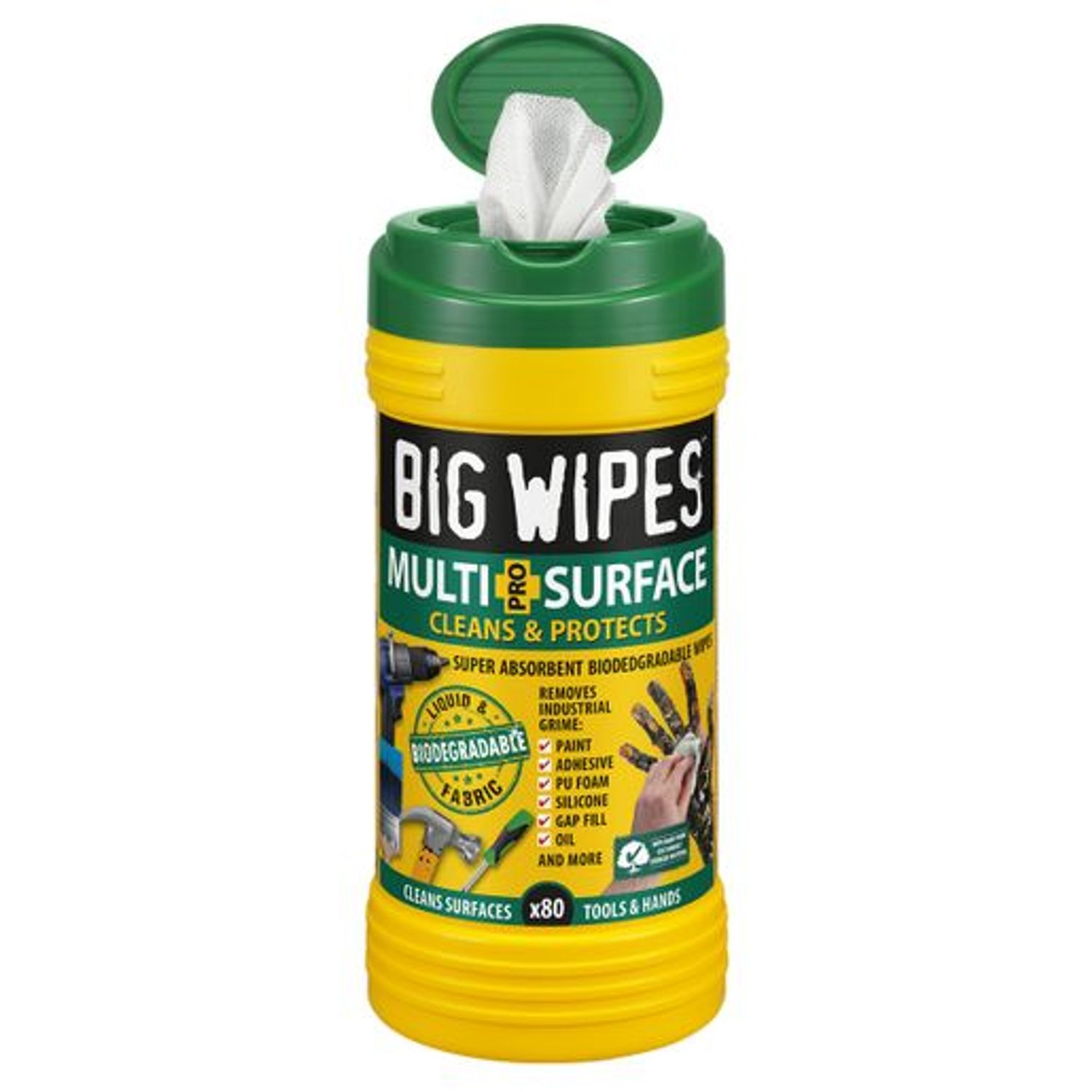 Big Wipes Multi -Surface Bio Pro+ Cleaning Wipes (Tub of 80 Wipes) - 24400000