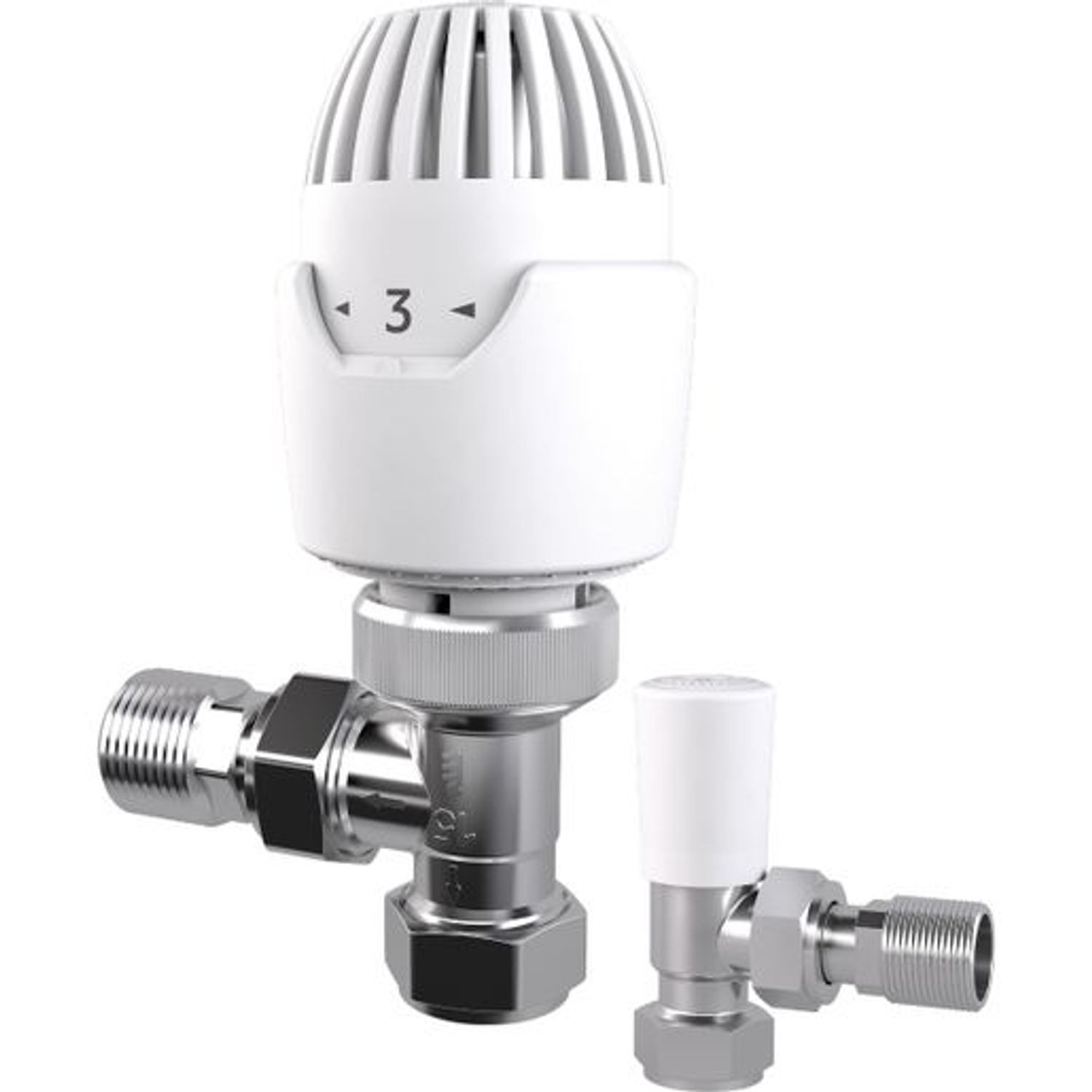 Drayton RT212 Angled Thermostatic Radiator Valve and Lockshield 15mm 08 09 0260