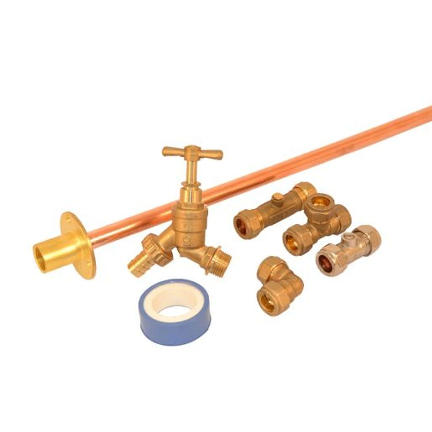 Plumbright Outside Garden Tap Pack 15mm, with Hose Union 15mmx1/2in & Hose Union