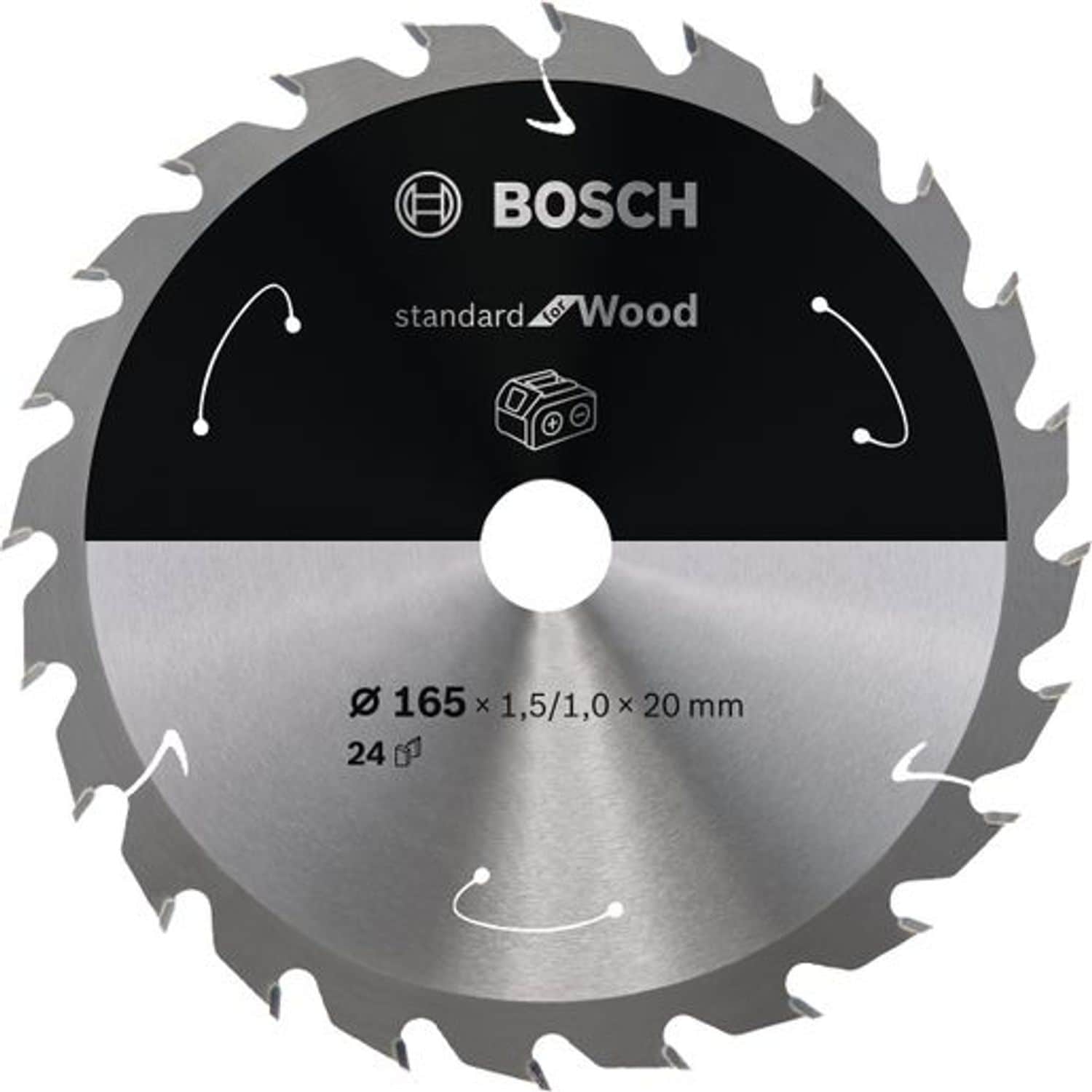 Bosch Standard for Wood -Circular Saw Blade for Cordless Saws 165 x 1.5/1 x 20 T