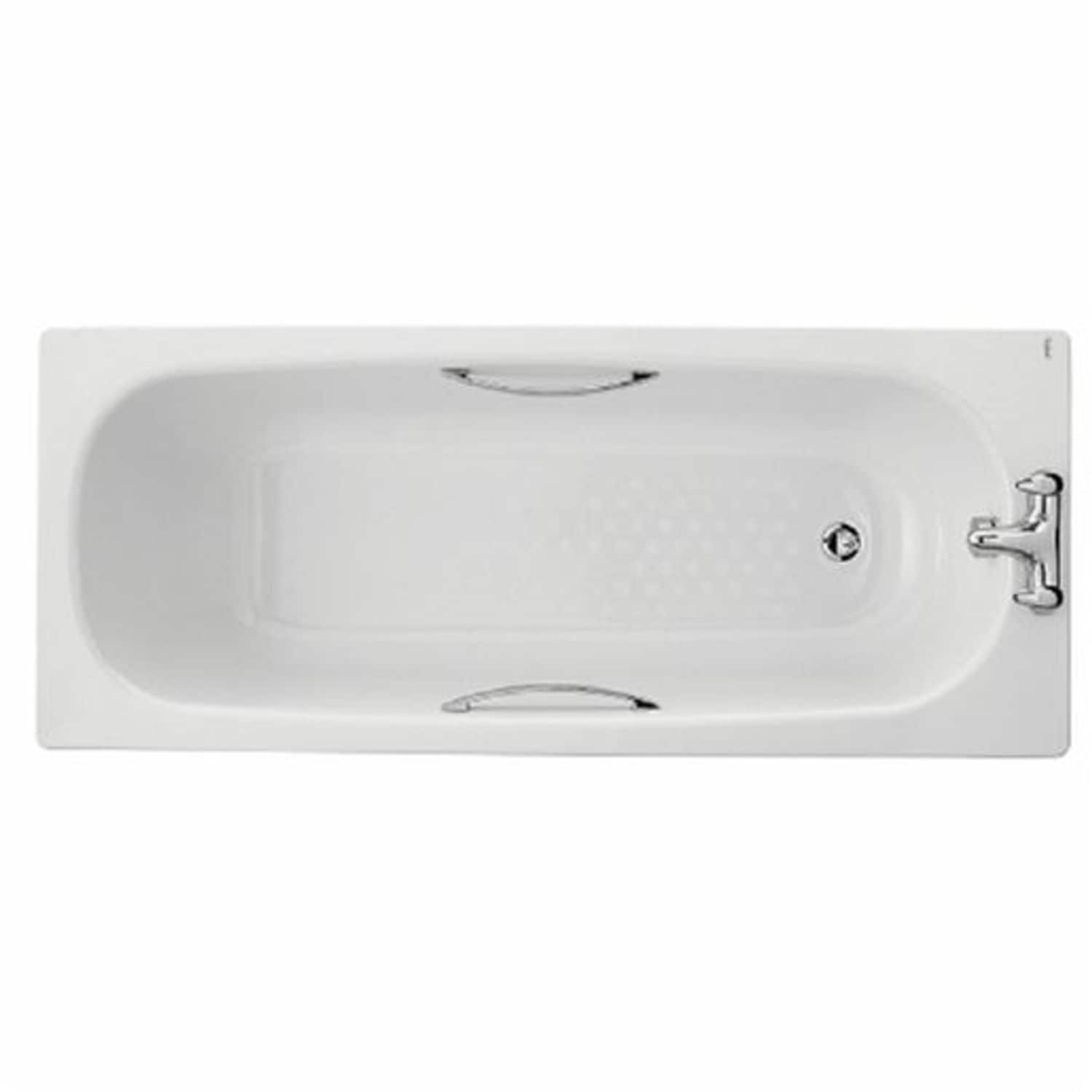 Twyford Celtic Anti-Slip Steel Bath Two Tap Hole - White 1.7M - CB1572WH