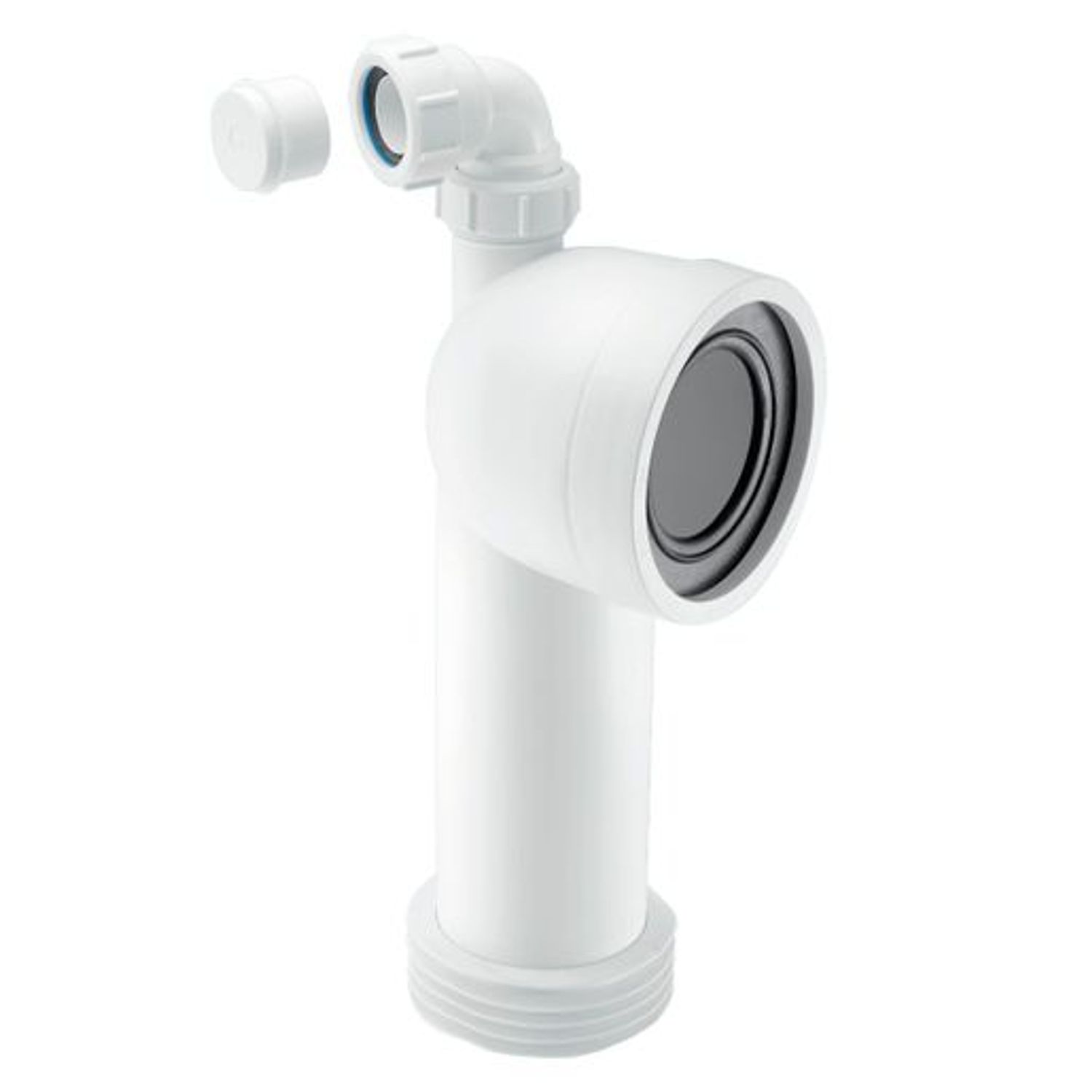 McAlpine 90 Degree Bend Adjustable Length Rigid WC Connector with Vent Boss - WC