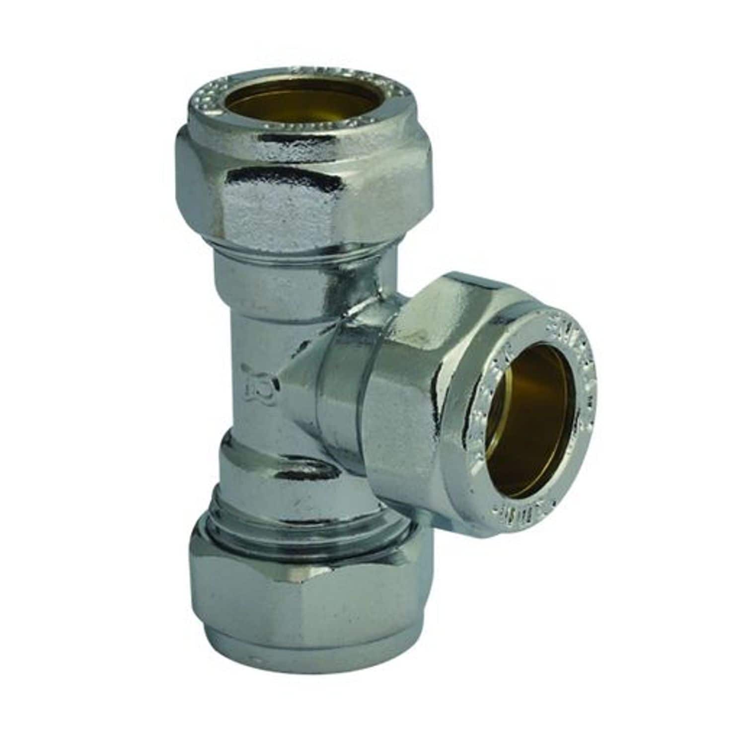Plumbright Compression Equal Tee 22mm Chrome Plated G31822CP