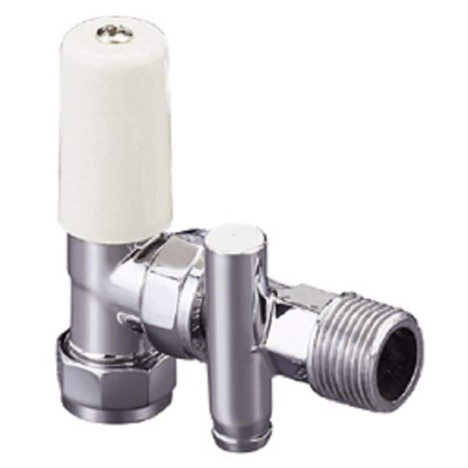 PEGLER Terrier Angled Rad Valve 1/2inCH x 10mm Chrome Drain -Off Lock Shield - 6