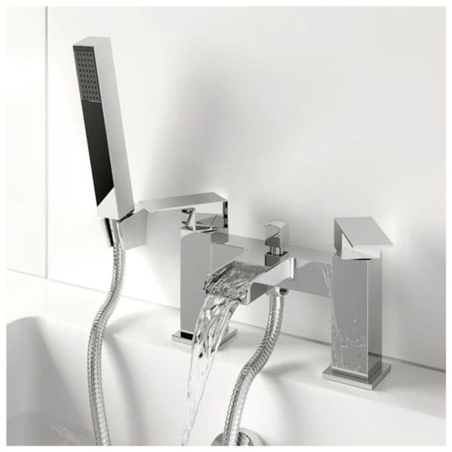 Vitellio Nero Bath Shower Mixer Waterfall Tap Chrome - VIT-2TAPB032C