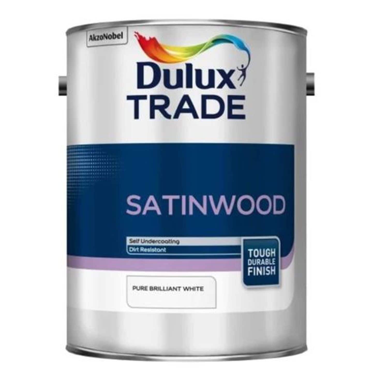 Dulux Trade Satinwood Paint Pure Brilliant - White 5 Litres - 5183994