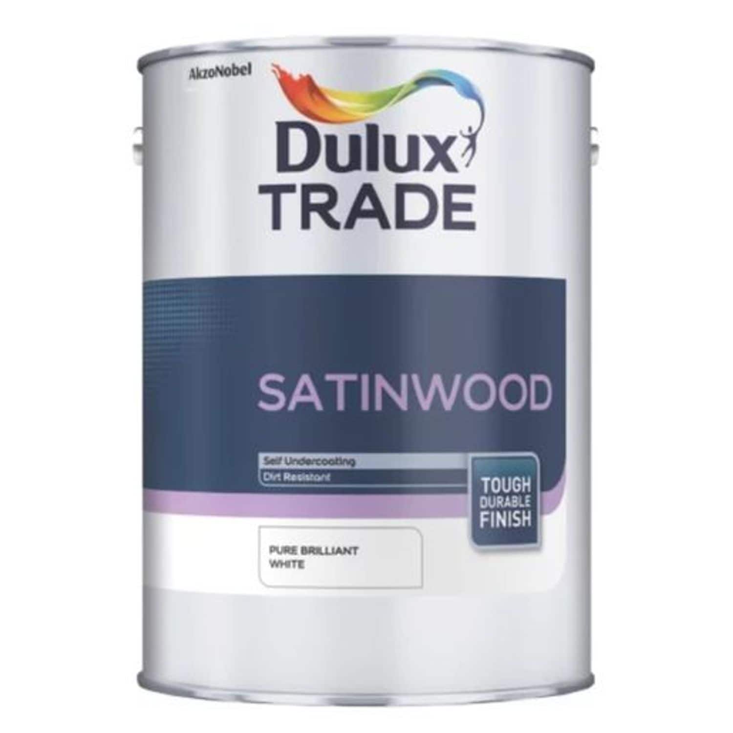 Dulux Trade Satinwood Paint Pure Brilliant - White 2.5 Litres - 5183381