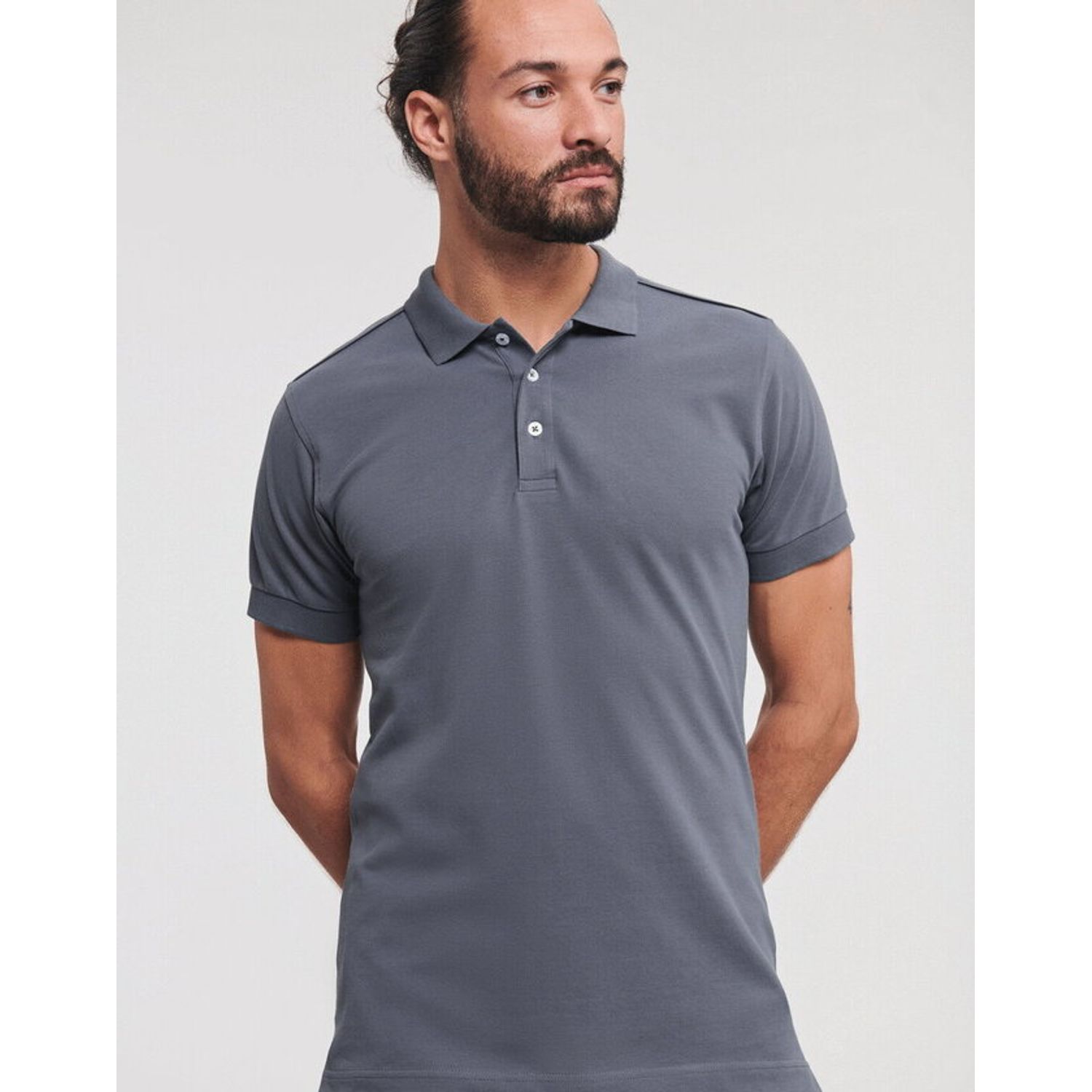 Russell Mens Fitted Stretch Polo Azure Blue L 566MAZRL