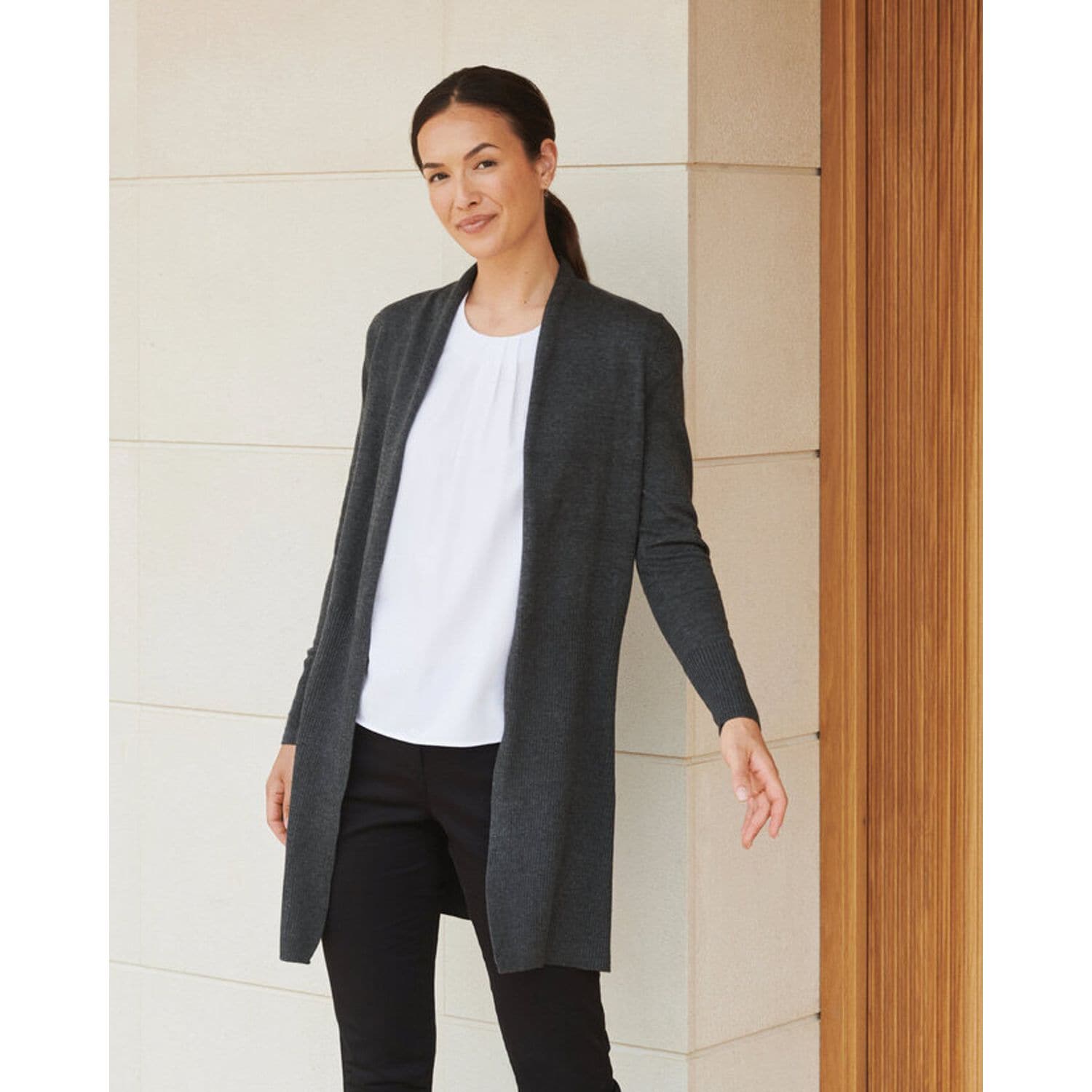 Henbury Ladies Longline Open Cardigan Black 4XL HB719MBLK4XL