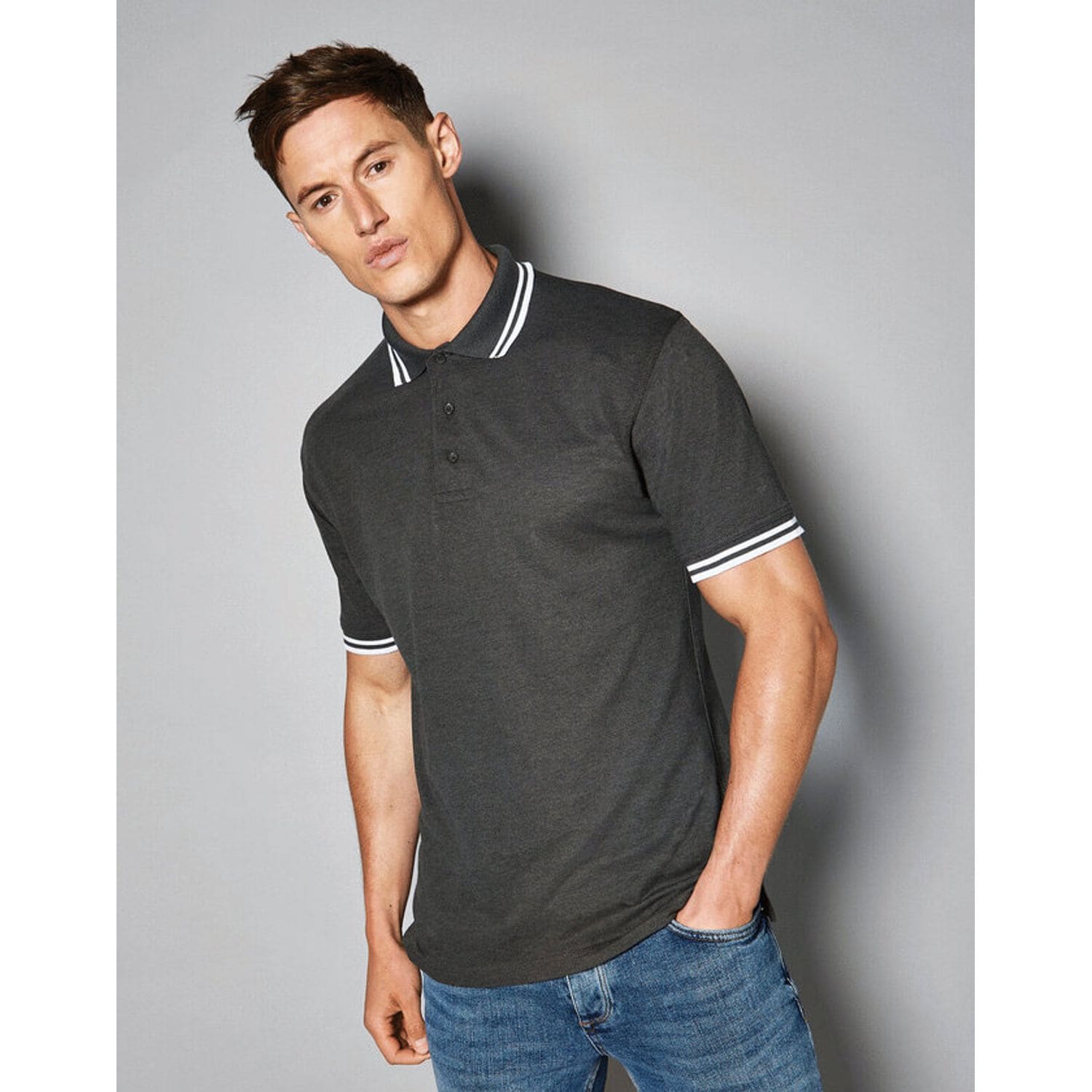 Kustom Kit Tipped Collar Polo Navy/ Yellow S KK409MNAV/YELS