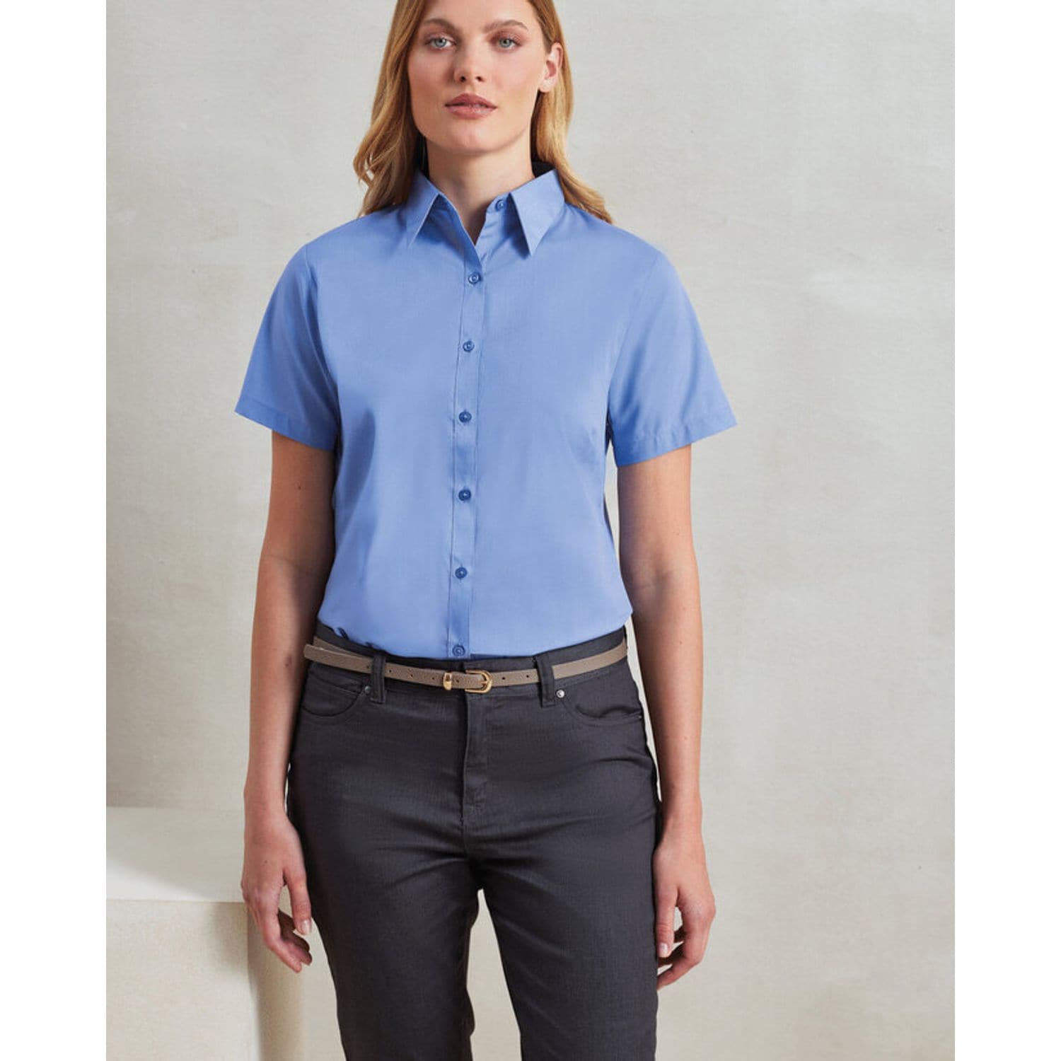 Premier Ladies Short Sleeve Poplin Blouse Royal 14 PR302MROY14