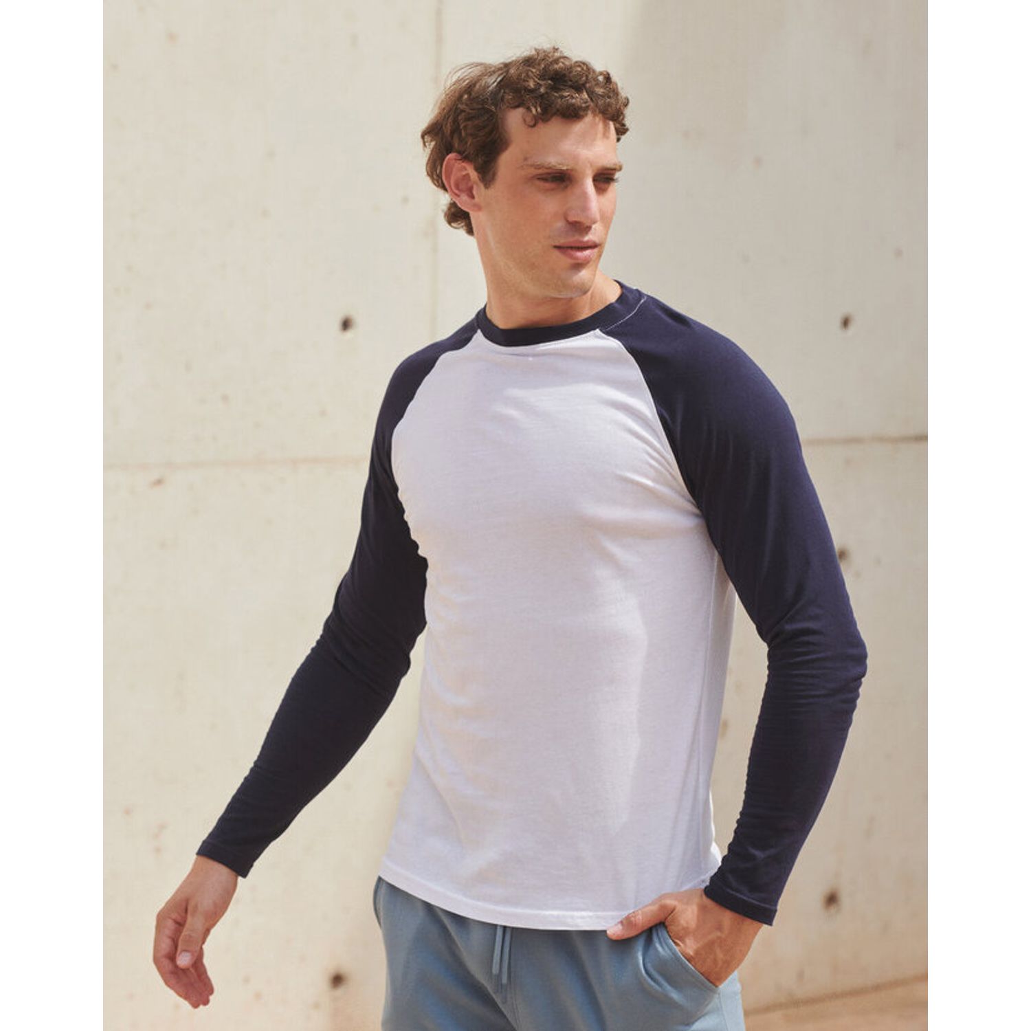 SF Clothing Mens Long Sleeve Baseball T-Shirt Tear Out SF Label 100% Cotton Sing