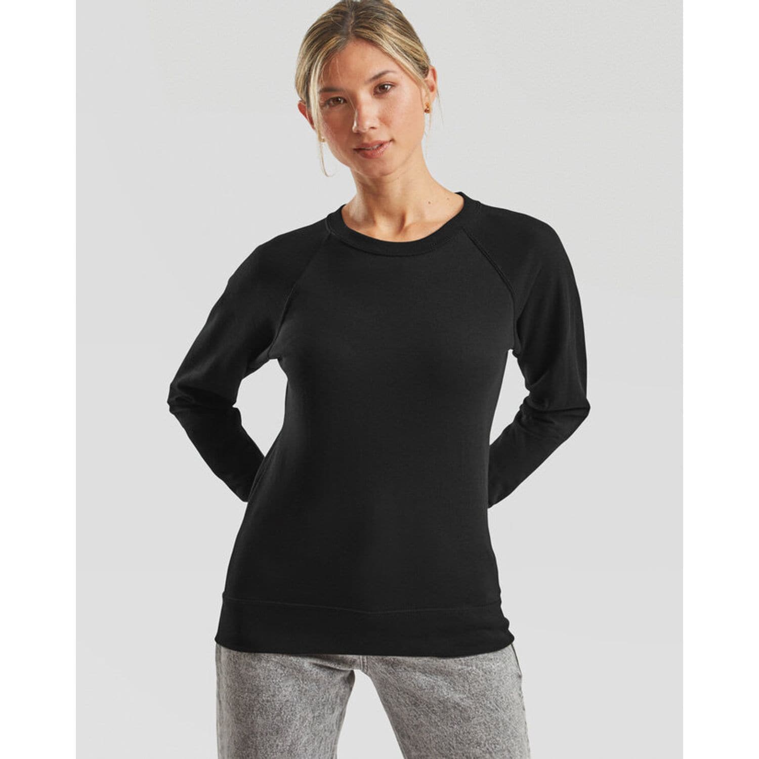 Fruit Of The Loom Ladies Lightweight Raglan Sweat Lightweight Unbrushed Fleece 8