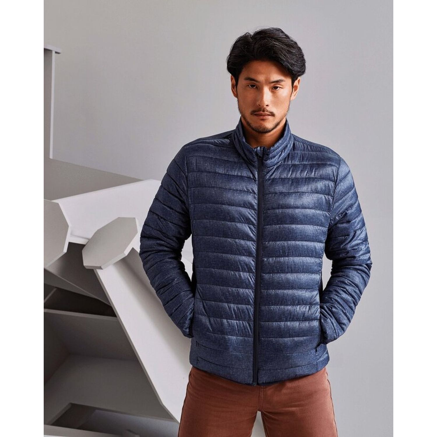 2786 Melange Padded Jacket Stand Up Collar 100% Polyester Outer 36gsm/Lining 34g