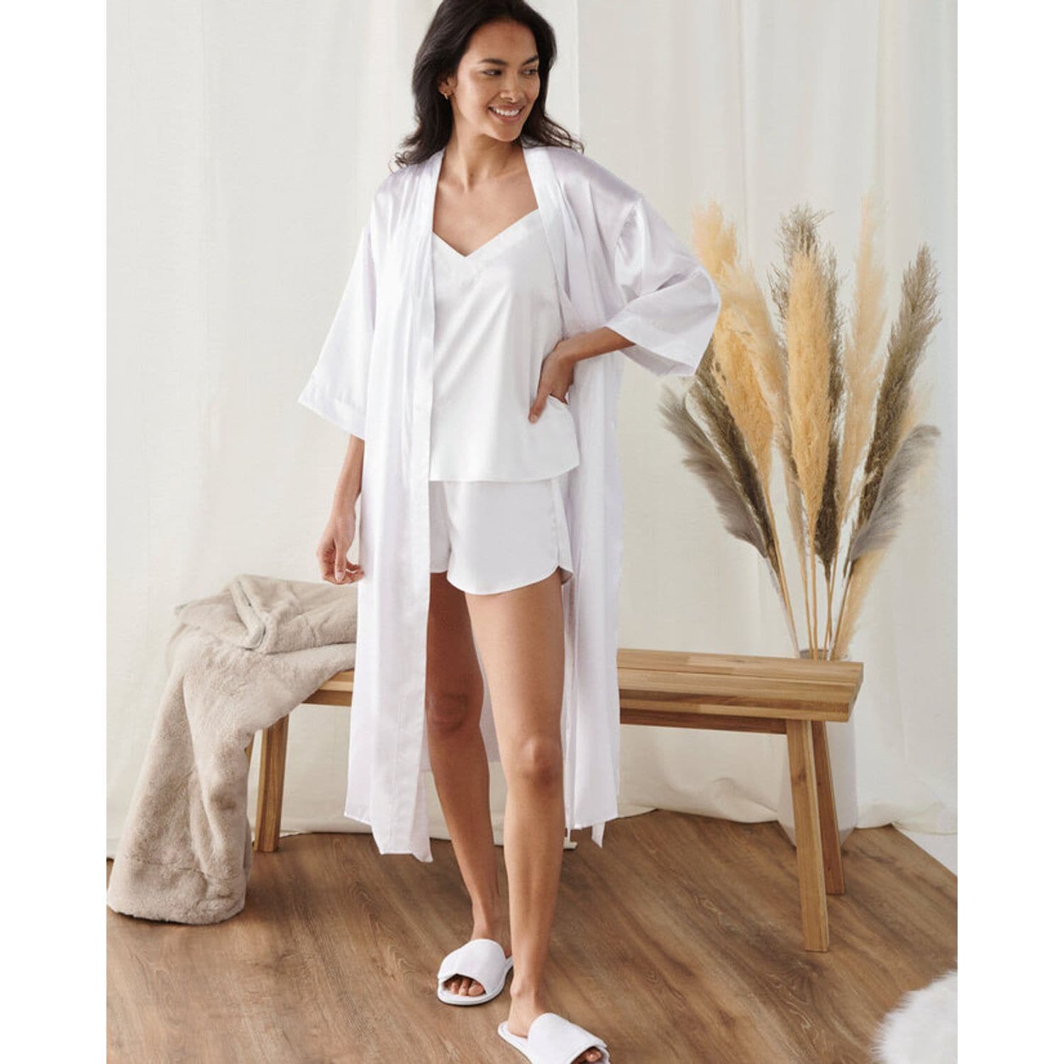Towel City Ladies Satin Long Pyjamas Stretch Satin Long Sleeve Pyjama Set Elasti