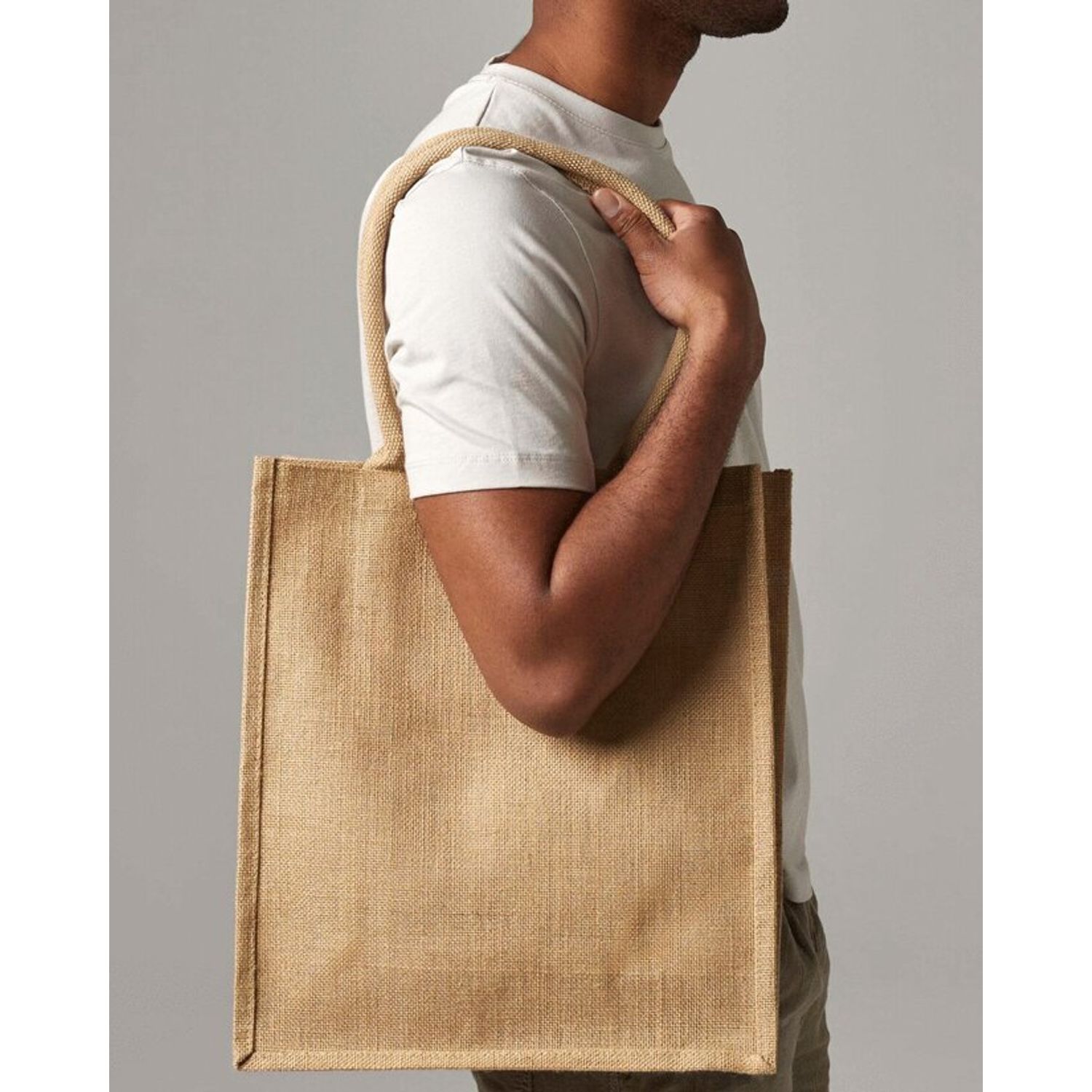 Westford Mill Jute Boutique Shopper Cotton Carry Handles Laminated Jute W409MNAT