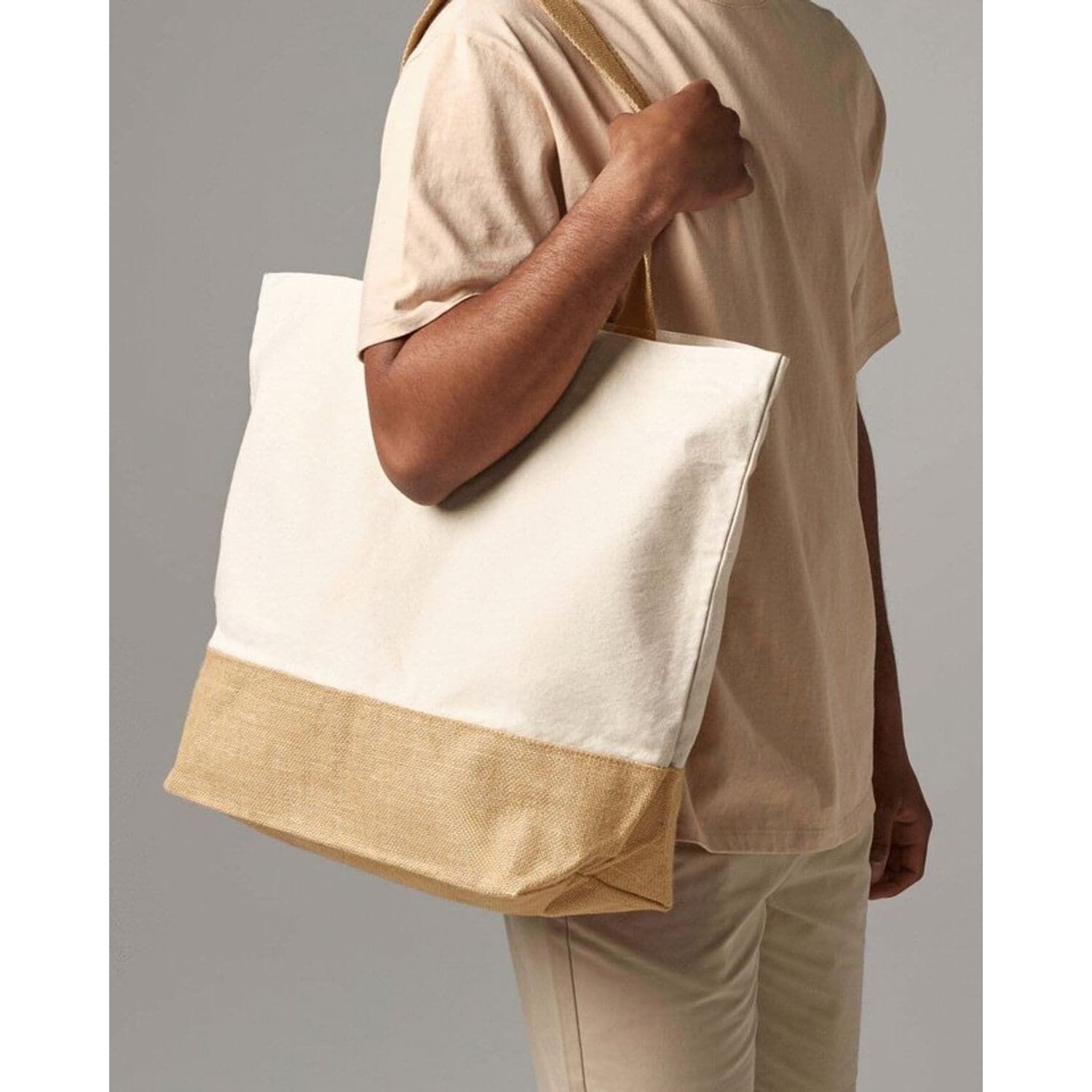 Westford Mill Jute Bass Canvas Tote XL Print Friendly Canvas Body 100% Cotton Ca
