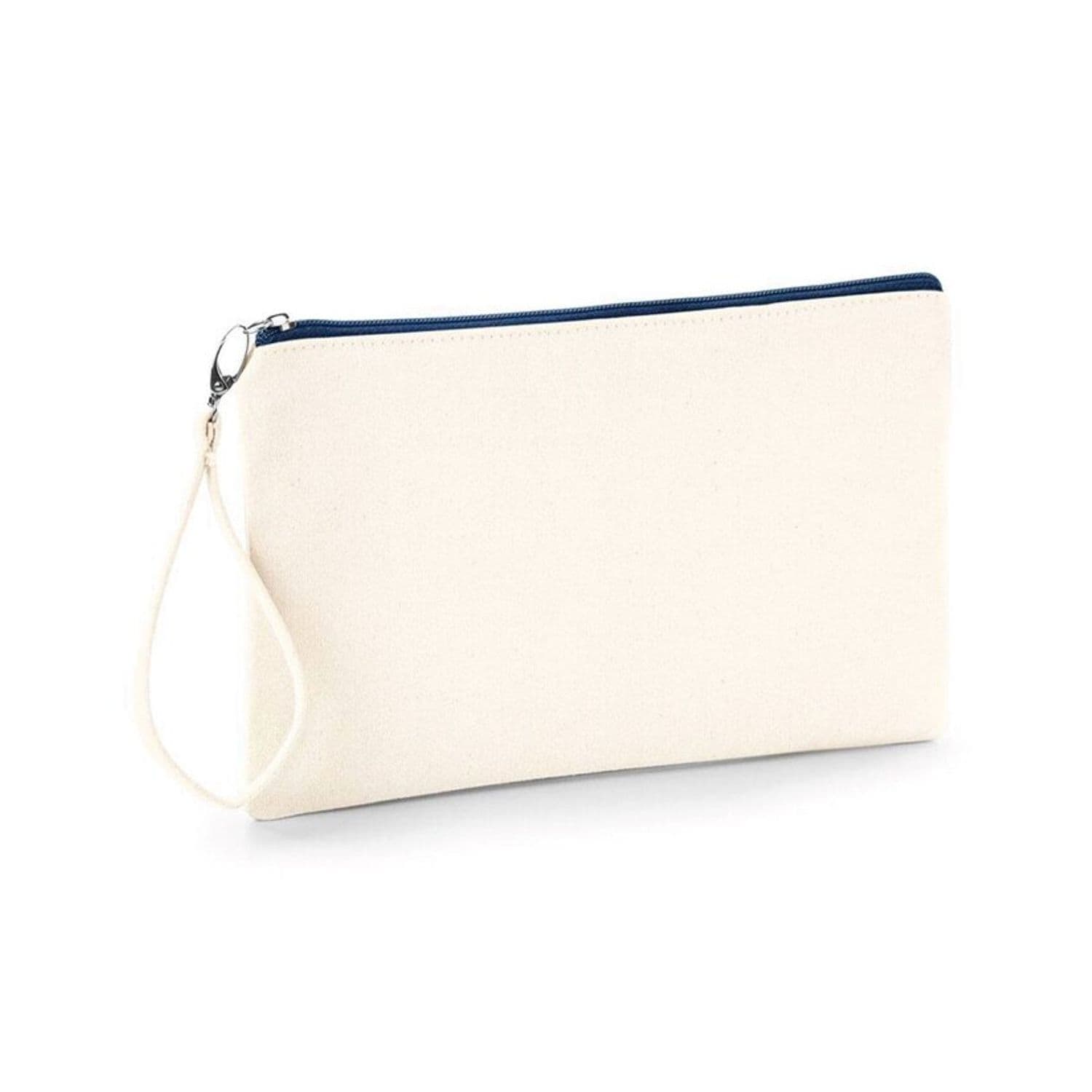 Westford Mill Canvas Wristlet Pouch Contrasting Colour Zip 100% Brushed Cotton C
